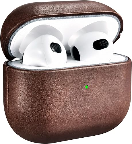 Miniatura 8 de Funda de cuero para AirPods Pro (2019), funda protectora de cuero genuino a prueba de golpes para auriculares Apple AirPods Pro Funda de carga (LED
