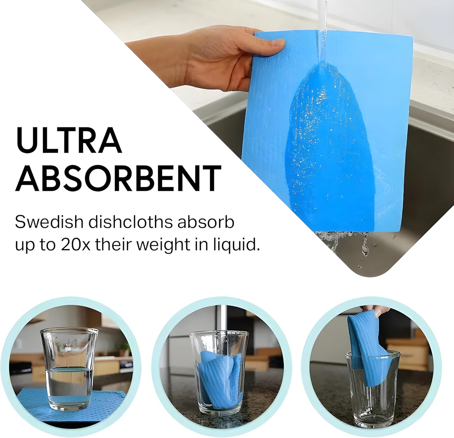 Swedish Dishcloths for Kitchen - Eco Friendly Reusable Paper Towels, Reusable Cleaning Cloths for Kitchen Washcloths Dish Rags, Cellulose Sponge Swedish Dish Cloth, 10 Pack - Image 4