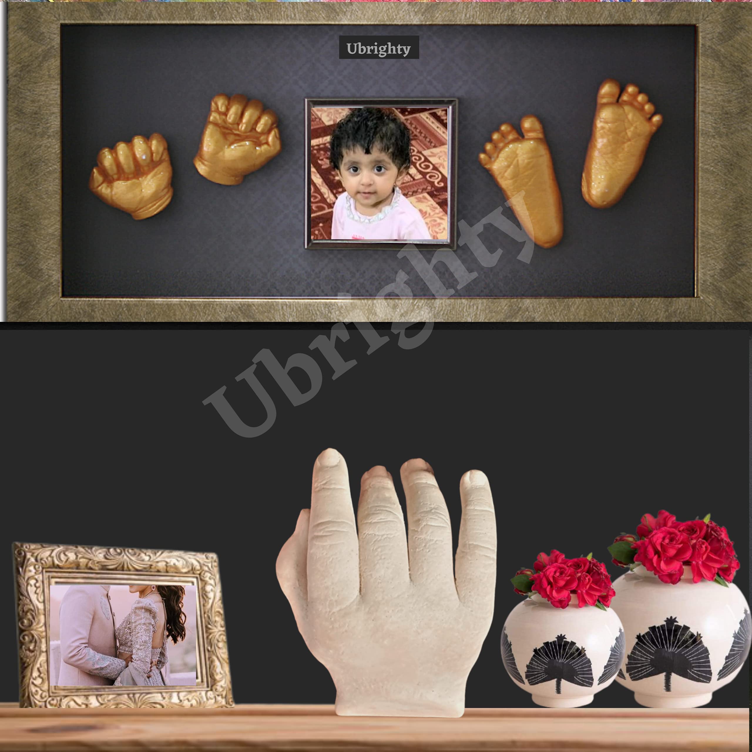 Ubrighty 3D Baby Casting Kit | Hand Print and Foot Print, Printing kit, Molding Clay, Moulding Powder for Hand and Foot Casting, (Standard) 2