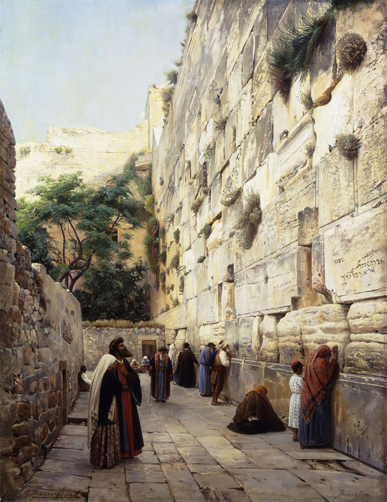 ARTXLXXBN Famous Painting Art Wall Decor Abstract Art Picture Praying At the Western Wall Jerusalem by Gustave Baauernfeind Animal Pictures for Home Decor 60x90cm