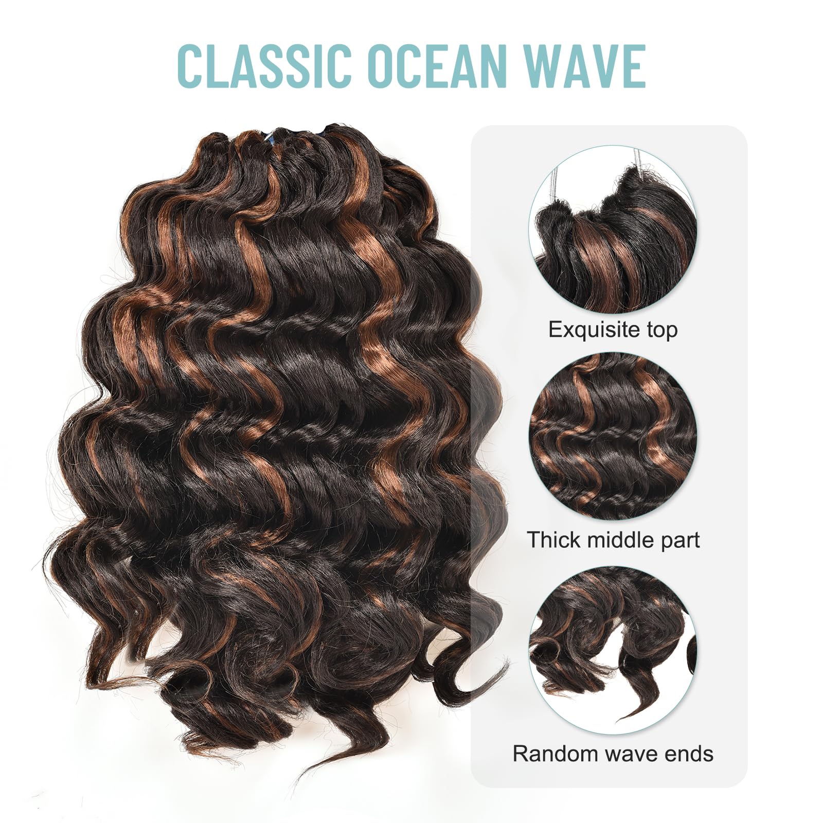 Amazon.com : ToyoTree Ocean Wave Crochet Hair - 14 Inch 8 Packs