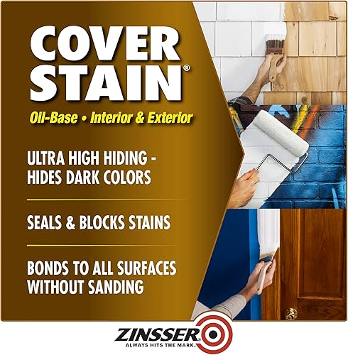 Miniatura 2 de Rust-Oleum 3504 Zinsser Cover - Imprimación a base de aceite, cuarto de galón (paquete de 6), blanco, 6 latas de pintura
