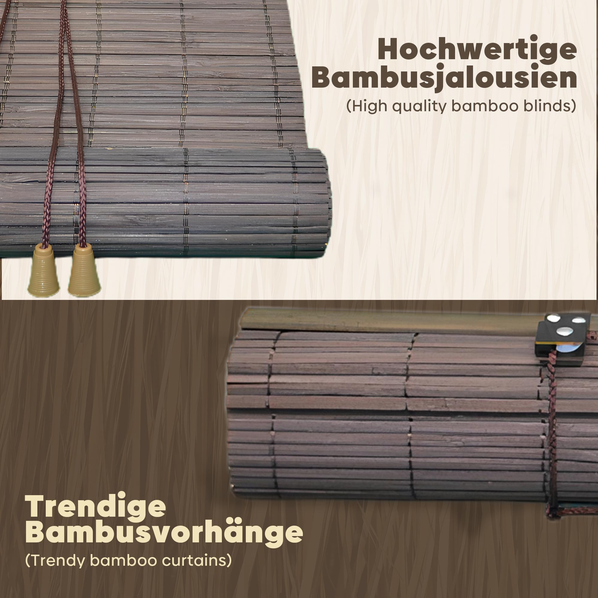 Rolgordijn Bamboe Zwart 100x220 cm | Kwantum