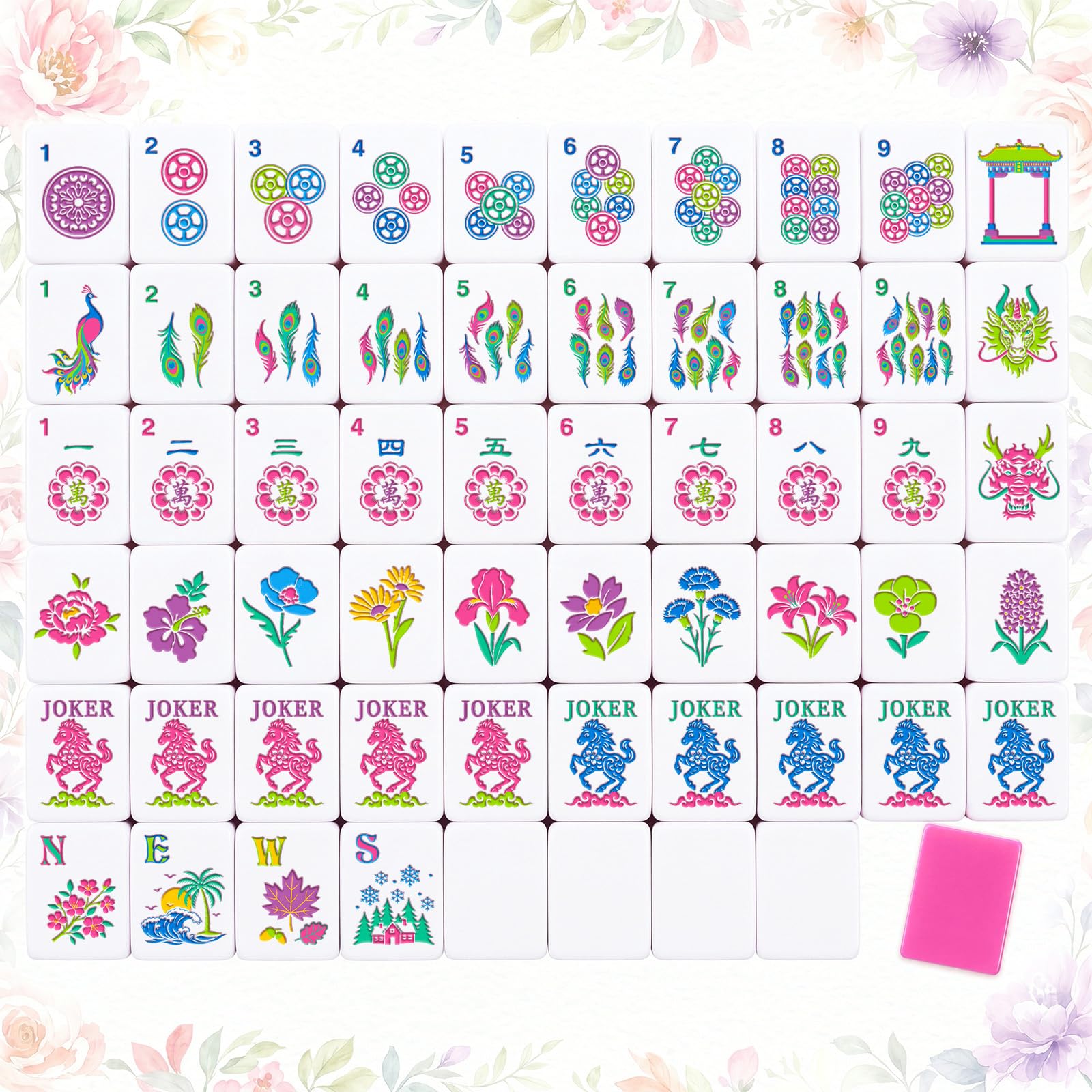 Thenshop 160 Pcs American Mahjong Tiles 1.2 Inch, Chinoiserie — image 1