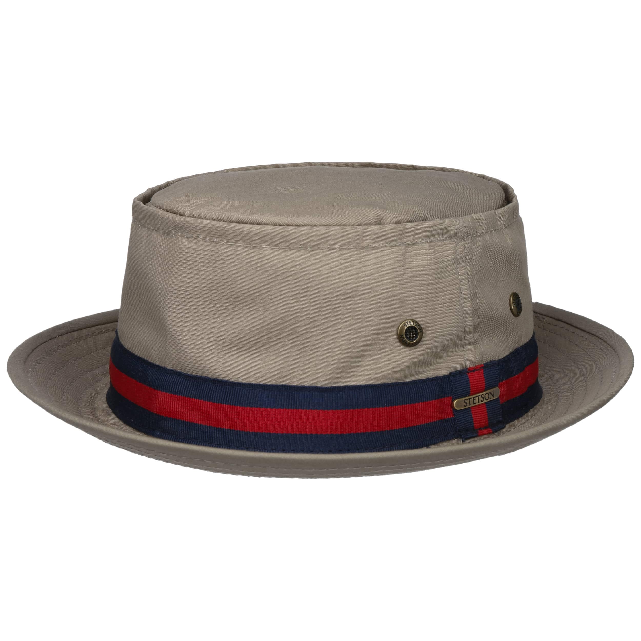 Stetson Classic Band Pork Pie Hat Cotton UV Protection Men Summer Outdoor Ribbon Beige