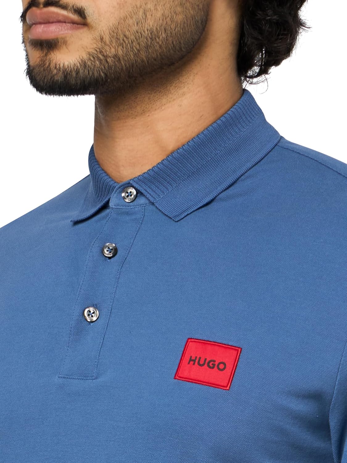 Hugo Mens Slim Fit Square Logo Cotton Polo Shirt - Image 3
