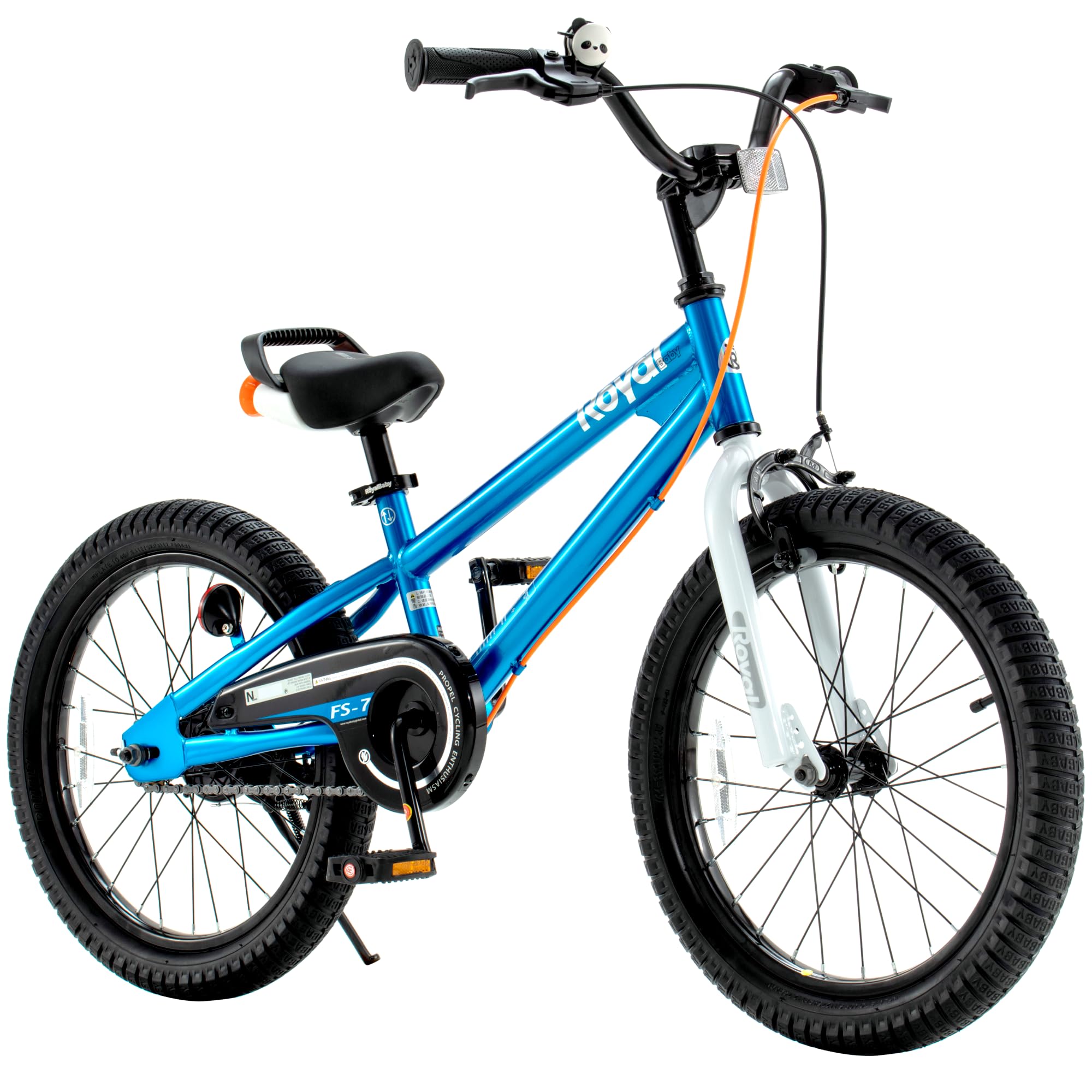 Royalbaby Freestyle 7 Kids Bike 18 Inch Wheel Dual Handbrakes Bicycle Beginners Boys Girls Ages 5-8 Years, Kickstand and Water Bottle Included, Blue