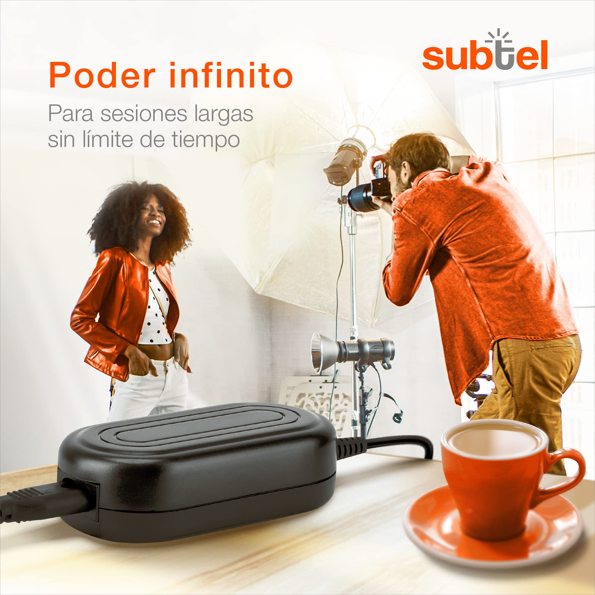 subtel Fuente de alimentación Compatible con ca. 3m ACK-E18 + Acoplador DC Alimentador DC Coupler, Dummy Battery