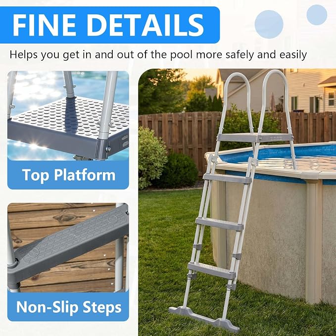 Escalera para piscina 70" 4 escalones acero gris miniatura 6