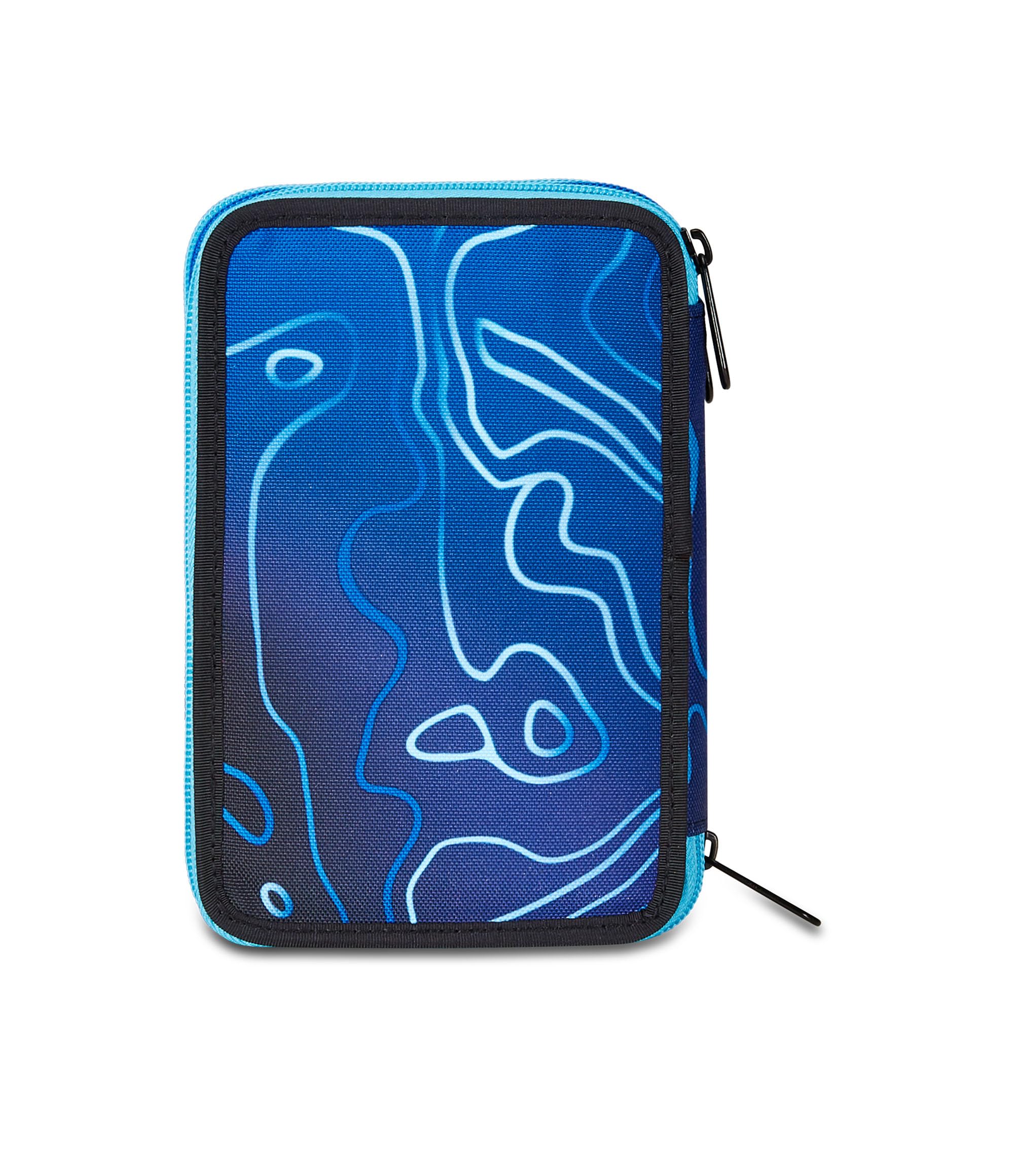 Seven Astuccio Scuola 3 Zip, Blue Deep, Mapset Boy, Portapenne Triplo Scomparto Completo Di Penne, Matite, Colori, Accessori Zaino, Elementari, Medie, Superiori, Ragazzo Ragazza