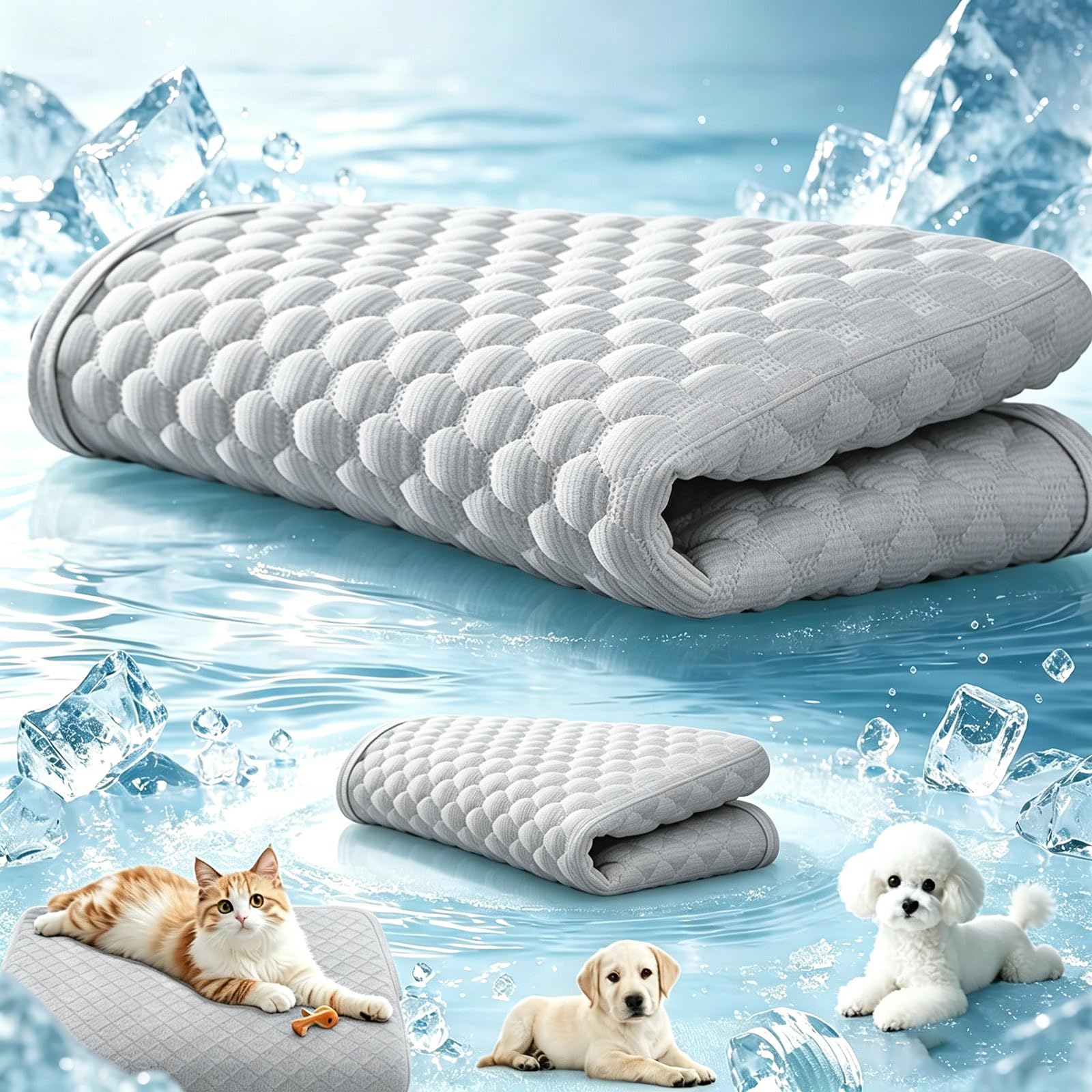 Pet Cooling Mat, 2026 New Sweat Absorption and Breathable Sleeping Cushion for Dogs, Cats, and Rabbits, Portable Soft Mat for Crate, Floor, Sofa, and Travel
