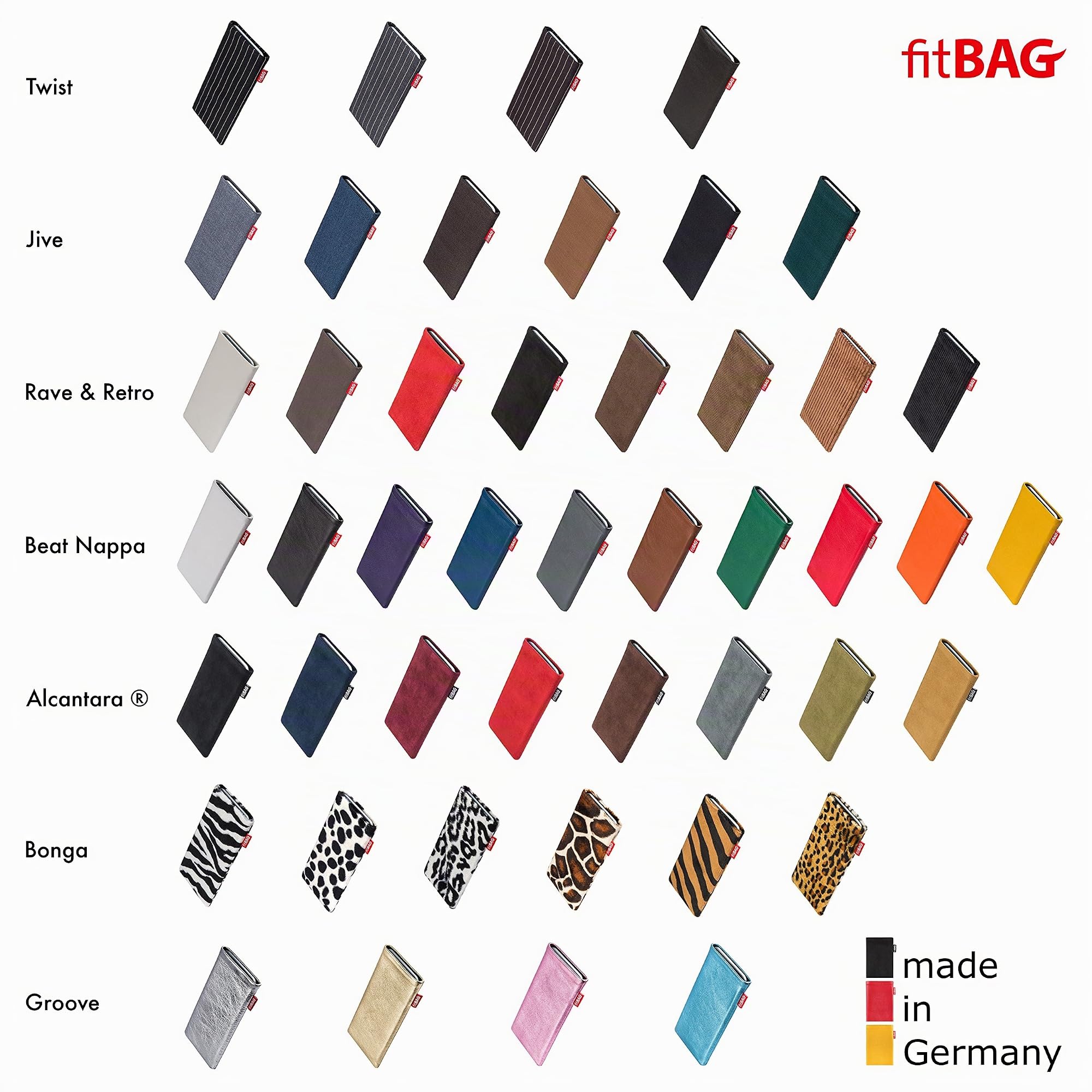 fitBAG Classic Schwarz Handytasche für Samsung Galaxy Z Fold 7 / Fold7 Tasche aus original Alcantara mit Microfaserinnenfutter | Hülle mit Reinigungsfunktion | Made in Germany