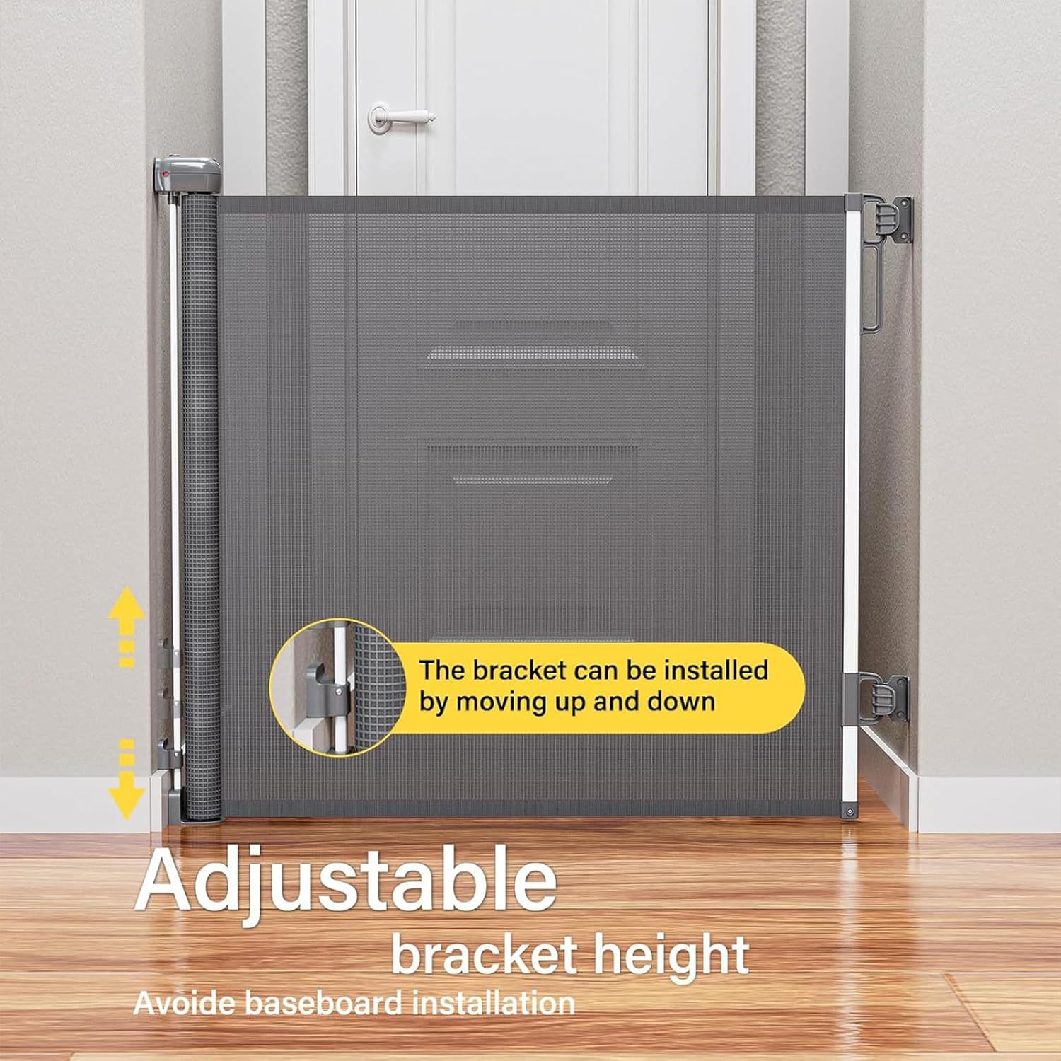Adjustable Pet Gate for Dog Cats Expandable Up to 55 Inches Indoor Outdoor Barrier for Door Easy Installation ABS Pet Gate