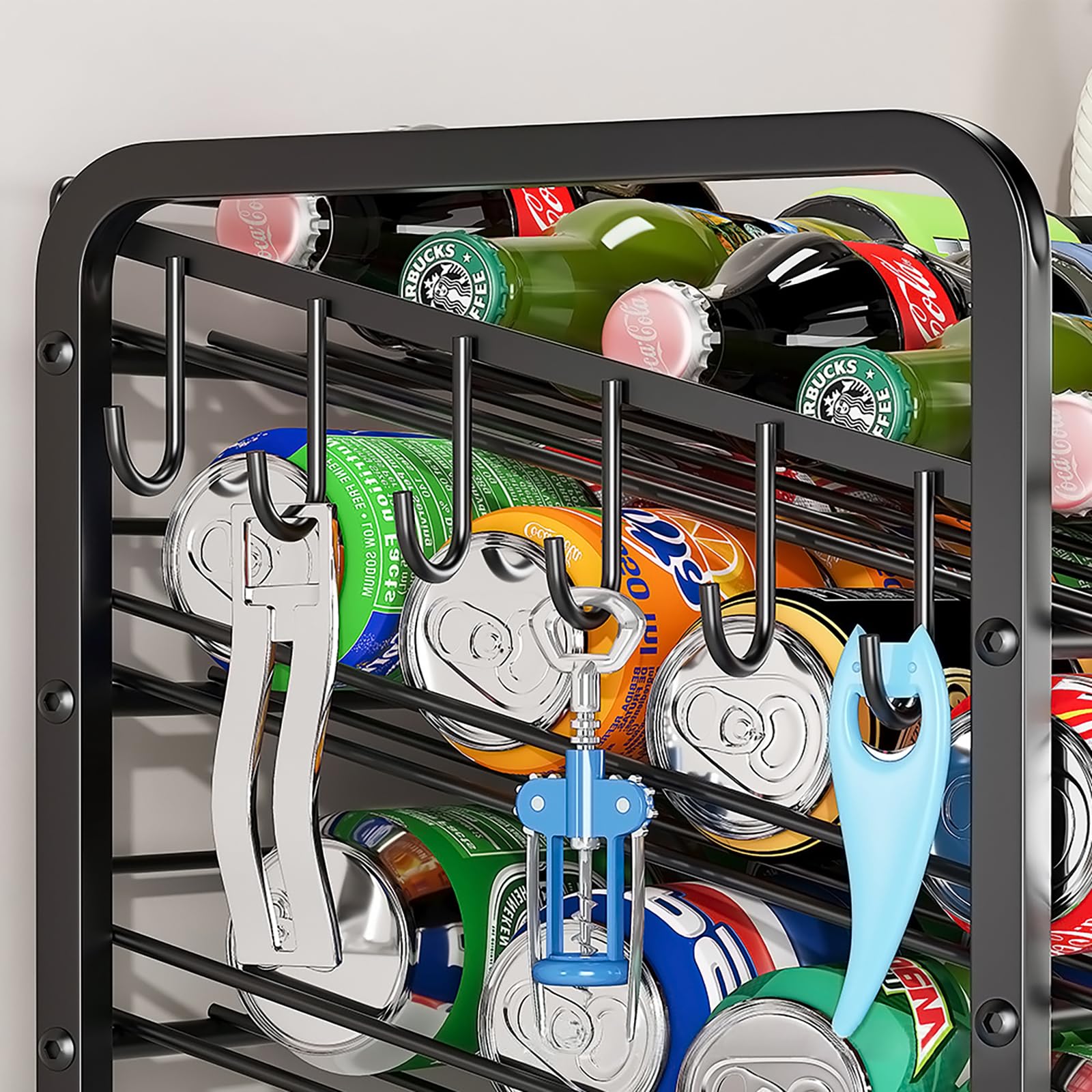 Stapelbares Dosenregal Organizer, 2er-Pack, für Speisekammer, 6 Etagen, Dosenspender, hält bis zu 60 Dosen, Speisekammer-Dosenhalter Küchenschrank, Arbeitsplatte, Schwarz