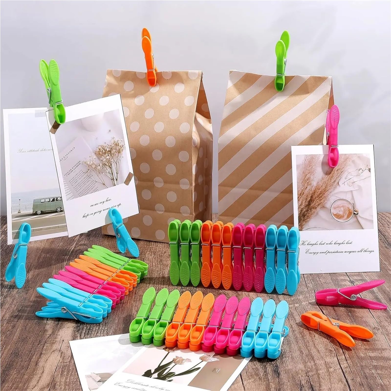 Wäscheklammer Non-Slip Clothes Pegs | Windproof Laundry Clothespins Socks Towel Hanging Peg Crafts Picture Plastic Clips Food Package Seal Clamp(Mixed color 72PCS)