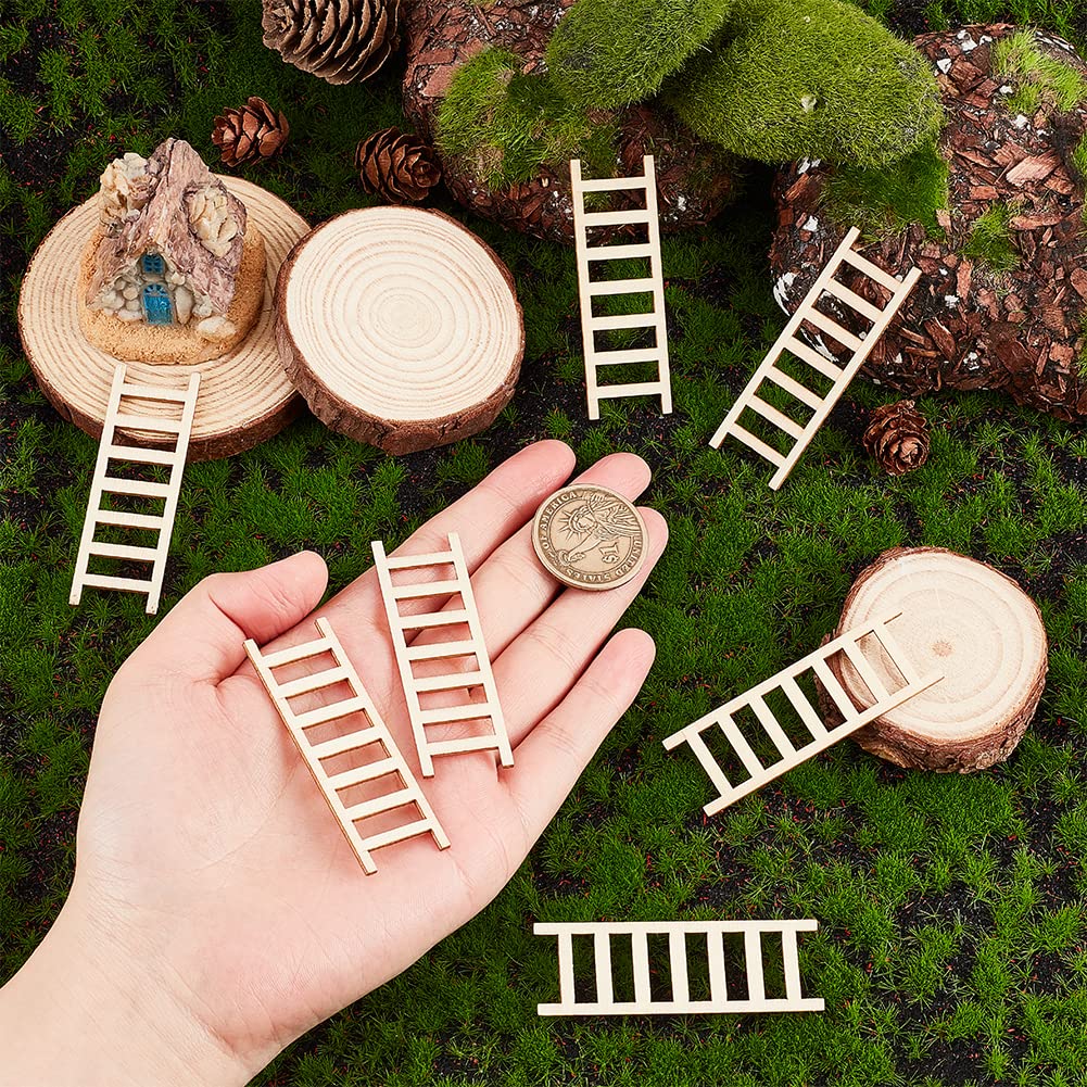 OLYCRAFT 40 Scale in Legno in Miniatura da 2x6cm Mini Scale a gradini in Legno Accessori per Decorazioni da Giardino mobili in Miniatura Ornamento Accessori Decorativi per Giardino in Miniatura