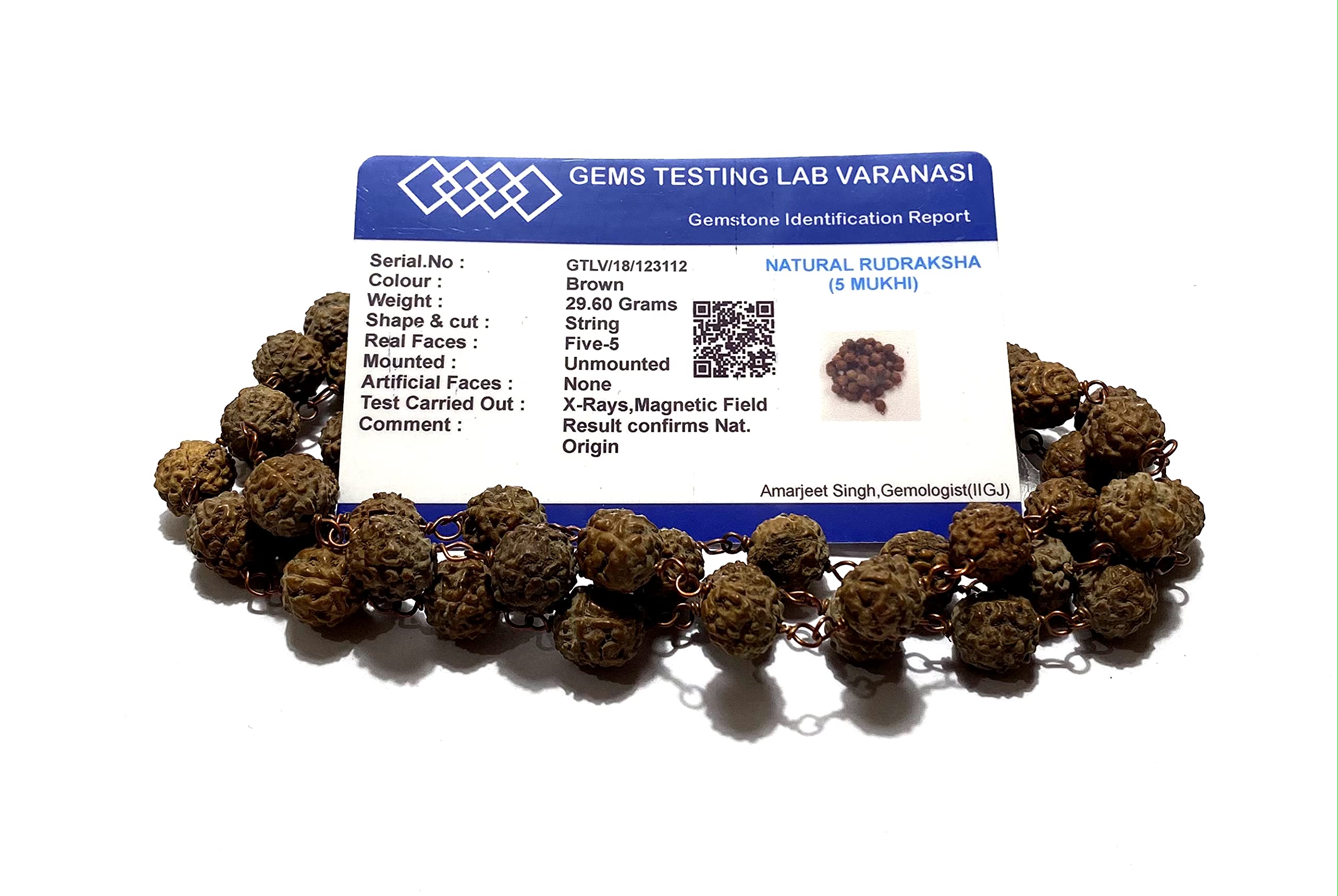 100% Natural & Original 54 + 1 Medium Size Beads 5 Mukhi Rudraksha Mala in Copper Wire Lab Tested with Certificate (Weight 27 Gm to 32 Gm, Size 8 MM to 11 MM) Gangajal and Chandan-image-23