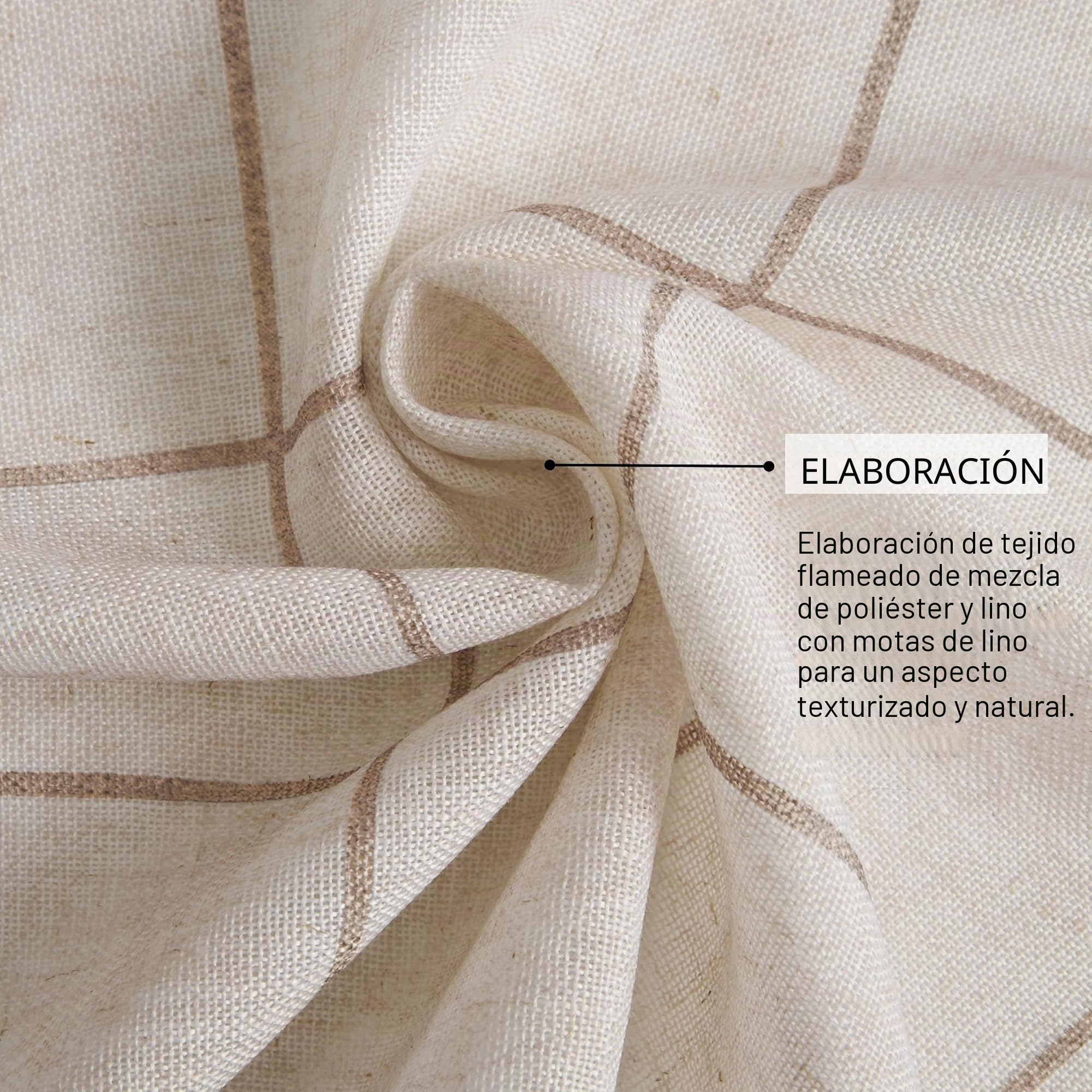 Elrene Home Fashions Brighton - Cortina Opaca a Cuadros para Ventana de Sala de Estar y Dormitorio, con pestañas de Bolsillo para Barra, 52 x 84 Pulgadas, Lino, 1 Panel