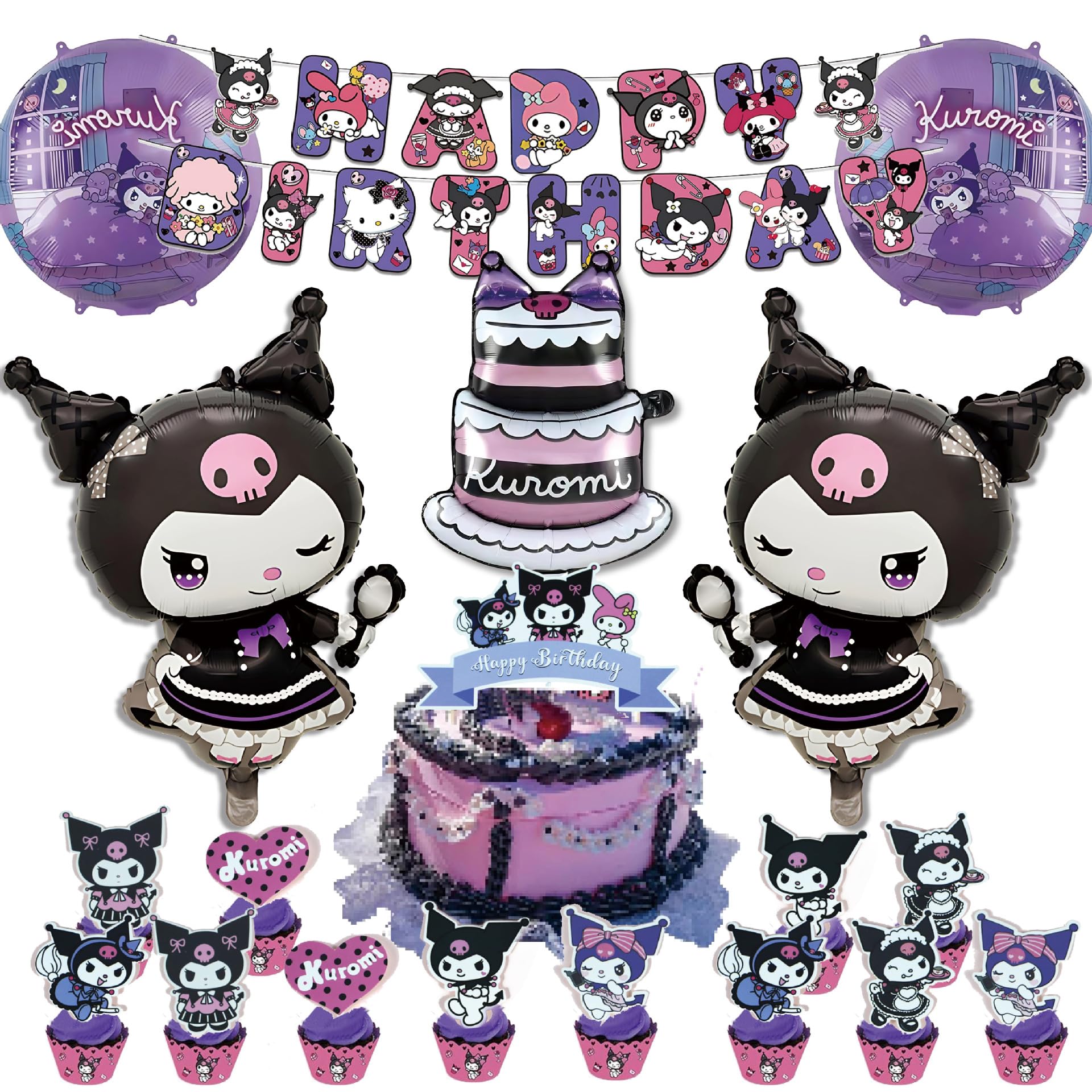 Anime Character Birthday Party Balloon and Banner Set