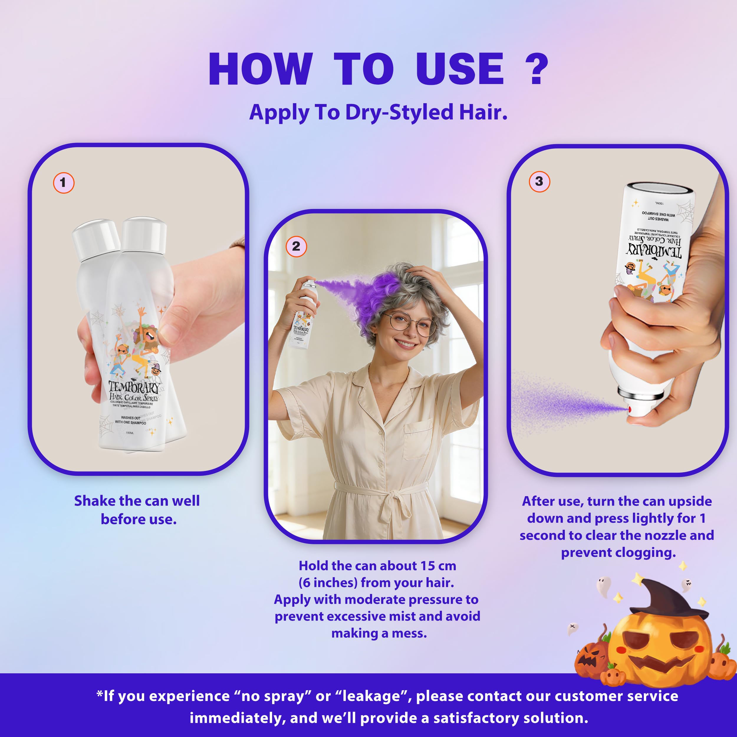 Spray per capelli temporaneo viola per bambini, alternativa alla tintura dei capelli istantanea per ragazze, ragazzi, adolescenti, donne, usa e getta, veloce per feste, cosplay, Natale, Halloween, 150