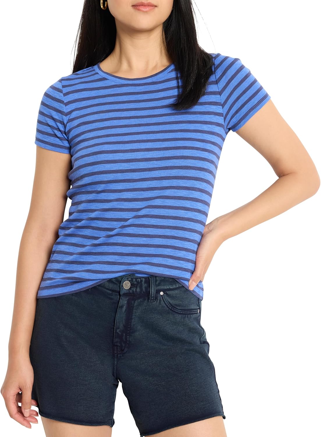 NIC+ZOE Womens Ss Scoop Neck Striped Tee - Image 2