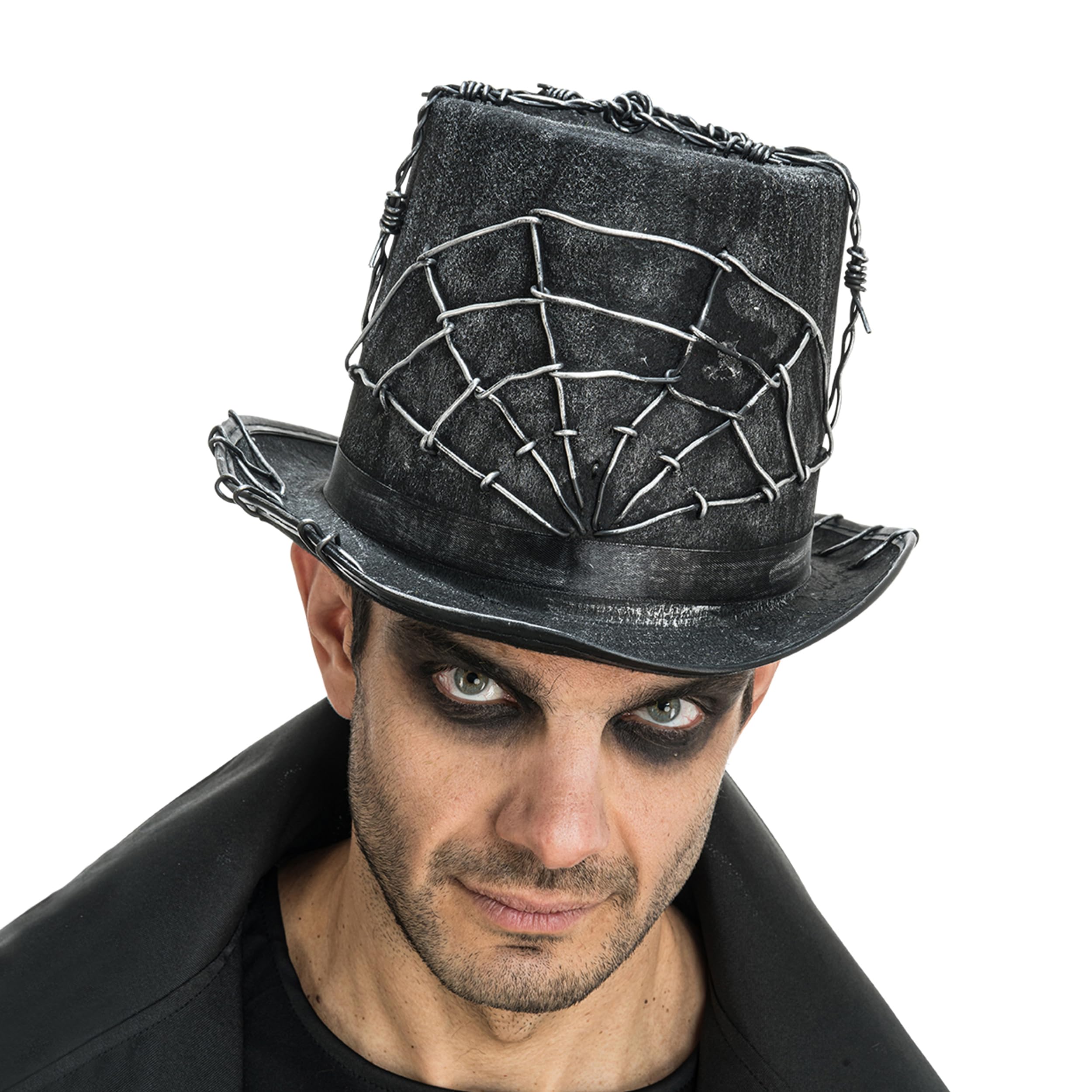 Chaks - Black Spider Web Top Hat for Men Dark Costume Accessories Halloween Carnival