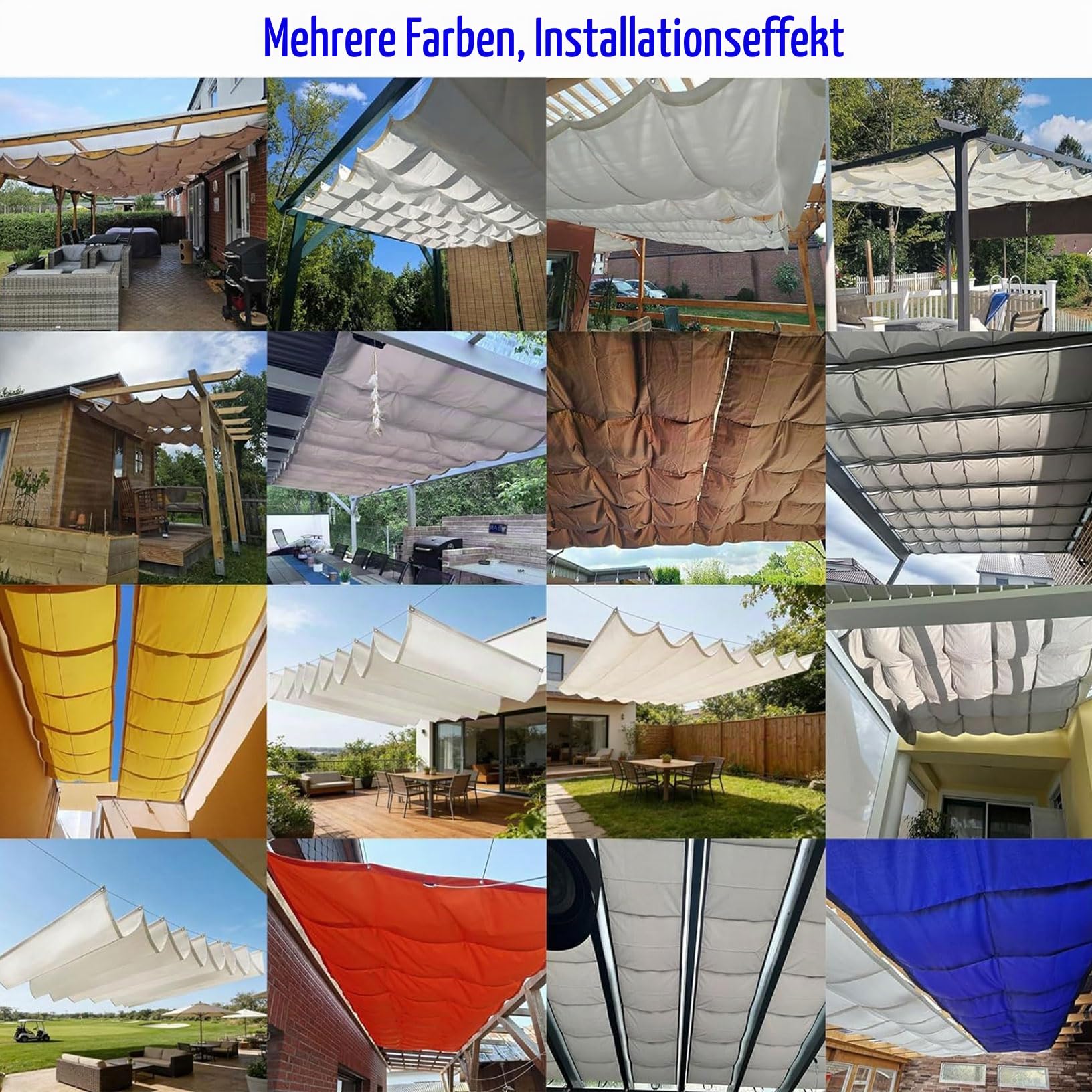Einziehbares Sonnensegel 5 x 5 m Nach Maß Verstellbar 95% Uv-Schutz Wasserdicht Markisenstoff Inkl. Befestigungsseilen für Balkon Terrasse Garten Pool Camping, Sandgelb
