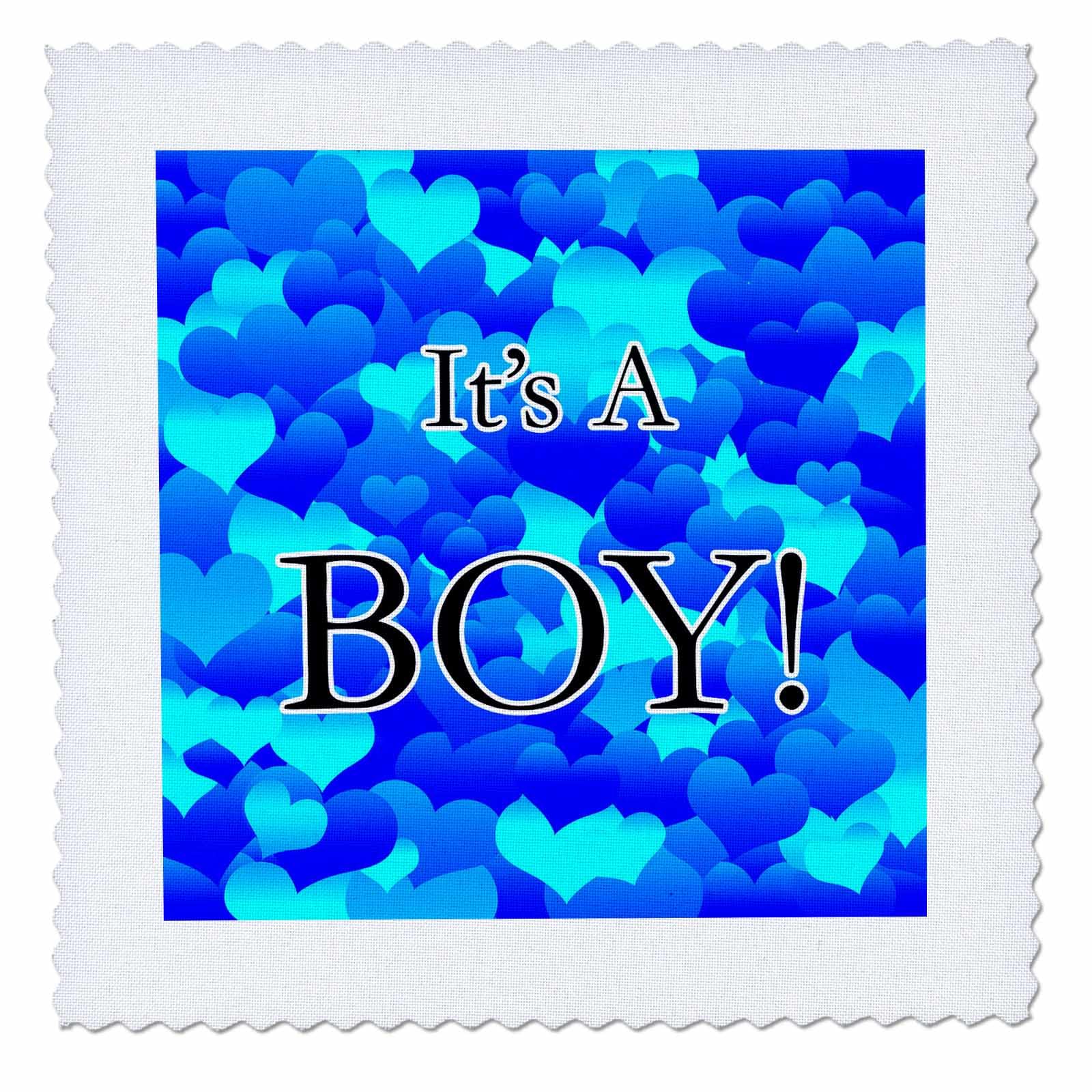 22x22 inch Quilt Square - Its a boy with a Sweet Blue Heart Background Baby - Its A Boy