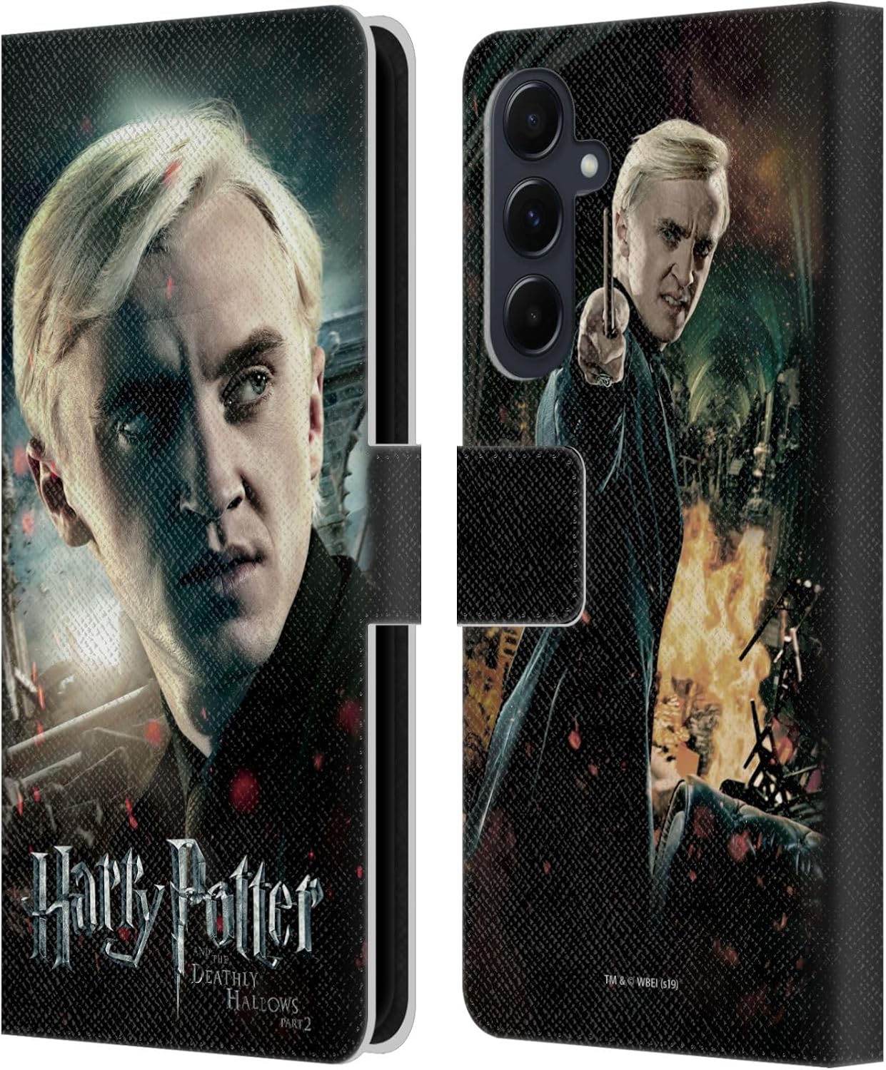 Head Case Designs Officially Licensed Harry Potter Draco Malfoy Deathly Hallows VIII Leather Wallet Case Compatible with Samsung Galaxy A55 5G