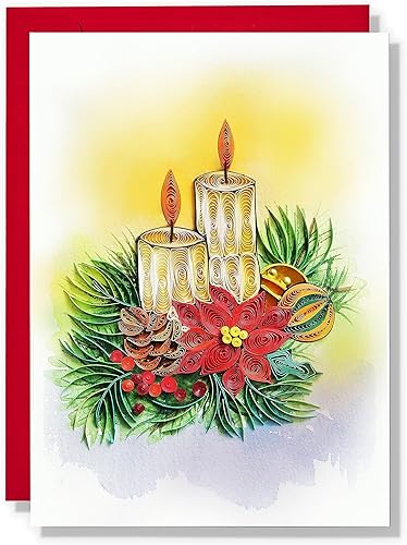 Tarjeta de Navidad con velas, tarjeta de felicitación de flores de Navidad, tarjeta de felicitación de acuarela para vacaciones, feliz año nuevo,