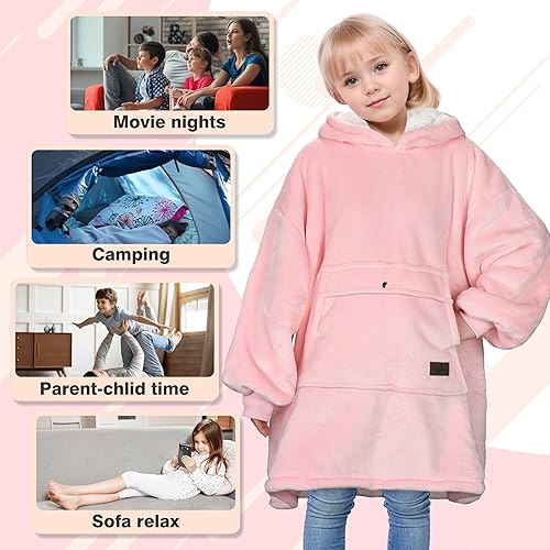 Miniatura 5 de Catalonia Sudadera tipo manta con capucha para niños, sudadera de sherpa extragrande para adolescentes jóvenes, idea de regalo