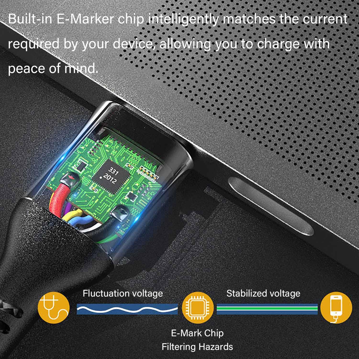 Cavo di ricarica veloce da USB-C a USB-C, 15 m, 100 W, in nylon, compatibile con MacBook Pro/Air, iPad Air 5, iMac, Samsung Galaxy S24/S23/S22/S21, Moto Edge +, Google Pixel 8 Pro