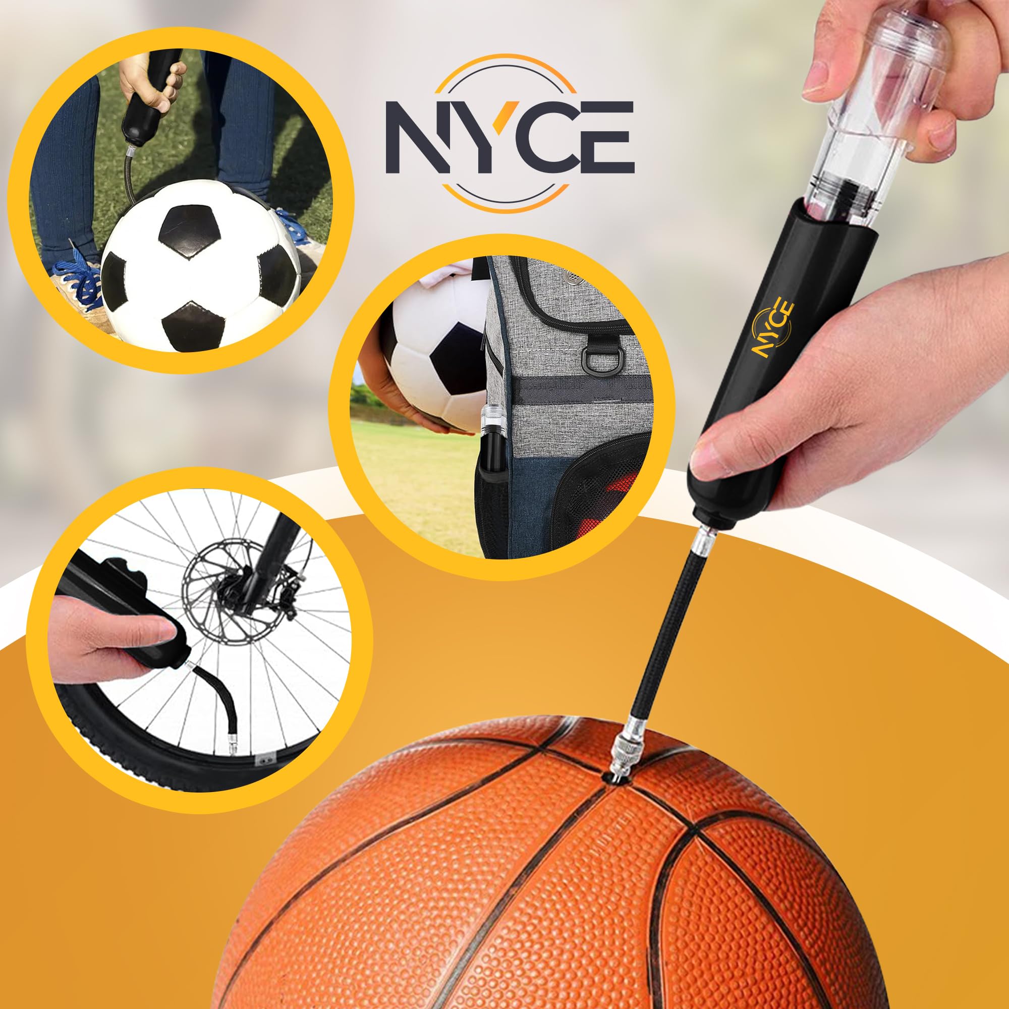 Mini Pompe à air Gonfleur Ballon avec Aiguille et Cordon de gonflage pour Foot Basket