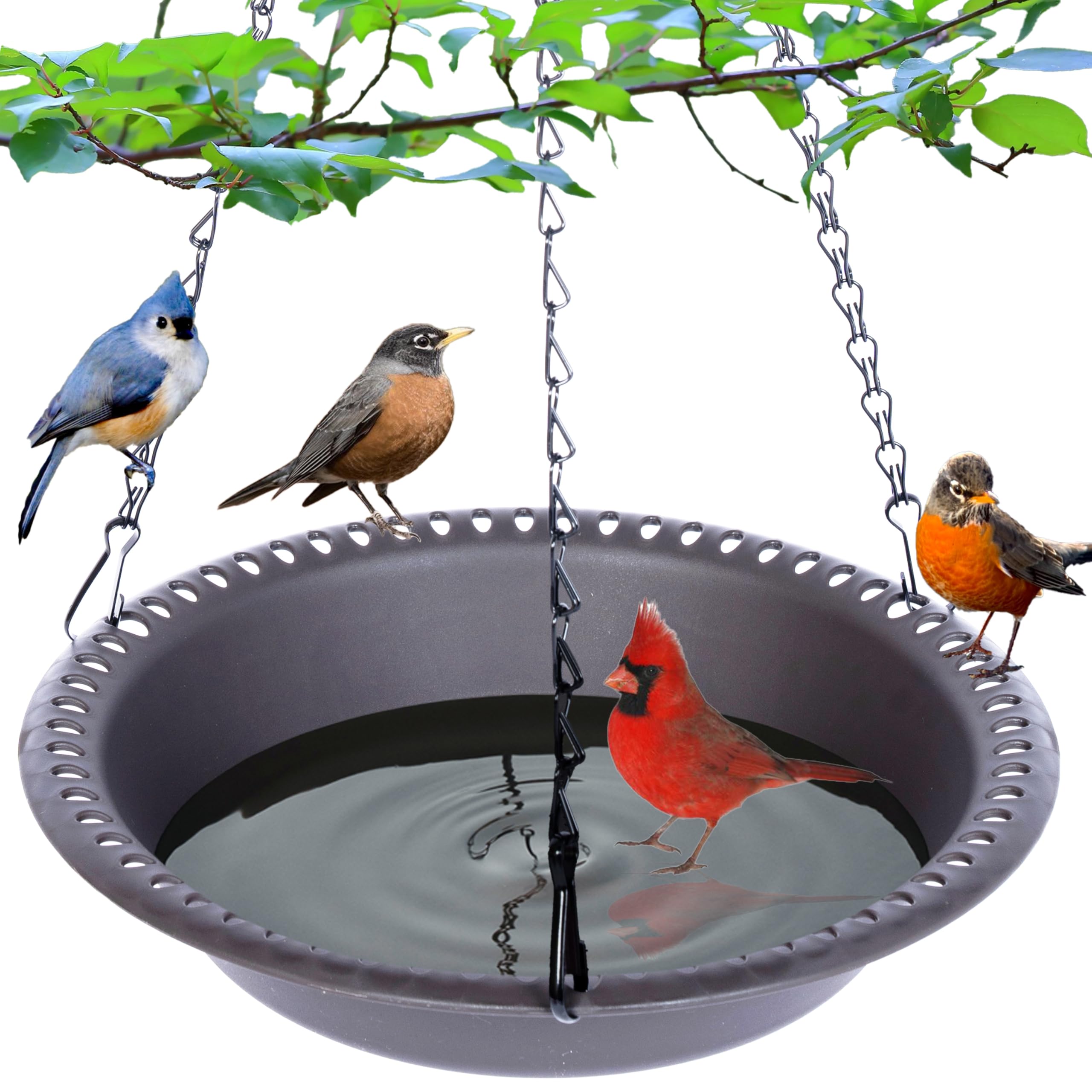 View 1 of ***STOCK PHOTO FOR REFERENCE ONLY***
Hanging Bird Bath Bird Feeder 12 inch, 2 Pack Birdbath Tray for Garden Yard Outside, Brown