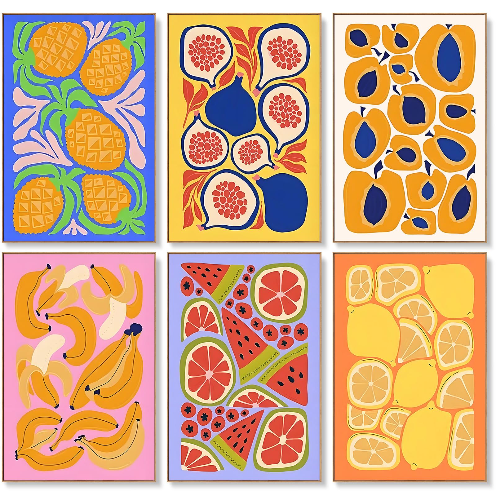 Offito Art 6 Pack Paint by Numbers for Adults - 8x12 Inch Fruits Paint by Numbers Kits on Canvas for Adults Beginners, Fruits DIY Acrylic Oil Adult Painting by Number, Perfect for Gift Home Decor
