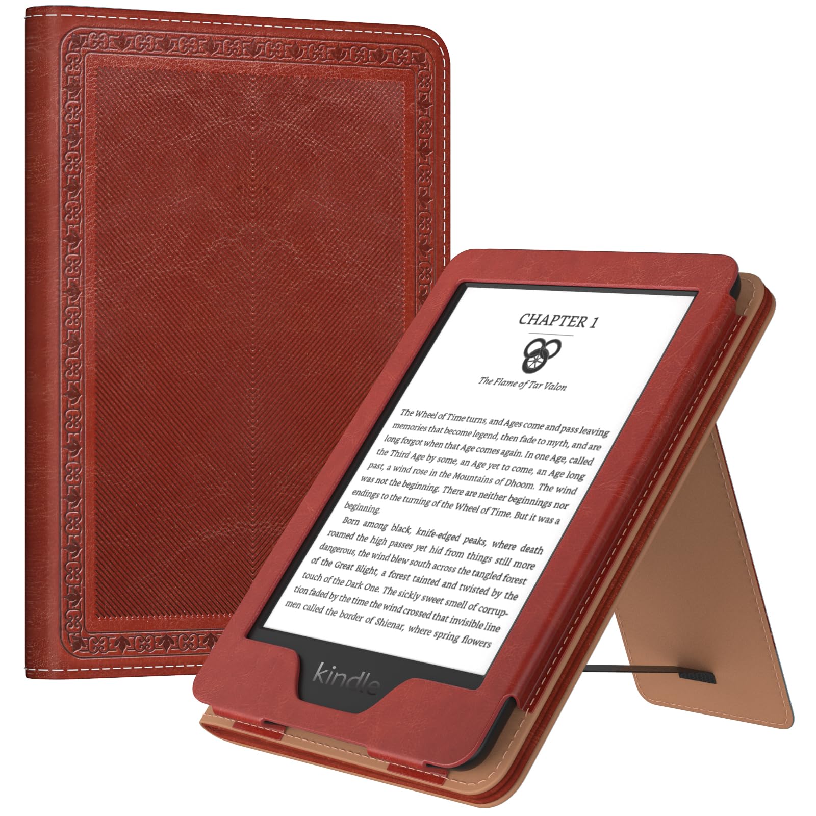 MoKo Case for All-New 6" Kindle(11th Generation, 2024/2022 Release)/(10th Gen,2019)/Kindle(8th Gen, 2016), Ultra Lightweight PU Shell Cover with Auto Wake/Sleep for Kindle 2024, Vintage Twill-image-49
