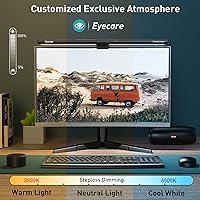 Vista 8 de Quntis - Barra de luz para monitor PRO+ con control remoto, apta para monitor curvo/plano, lámpara de computadora USB para cuidado de los ojos