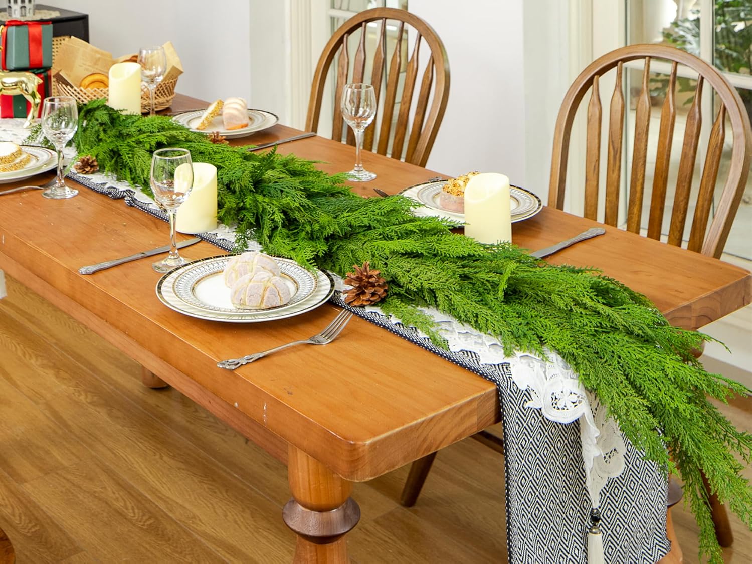 6FT Extra Full Cedar Garland Real Touch Faux Cedar Garland Christmas Greenery for Mantle Stairs Table Wall Front Door Indoor Outdoor Christmas Xmas Decor Decorations - Image 2