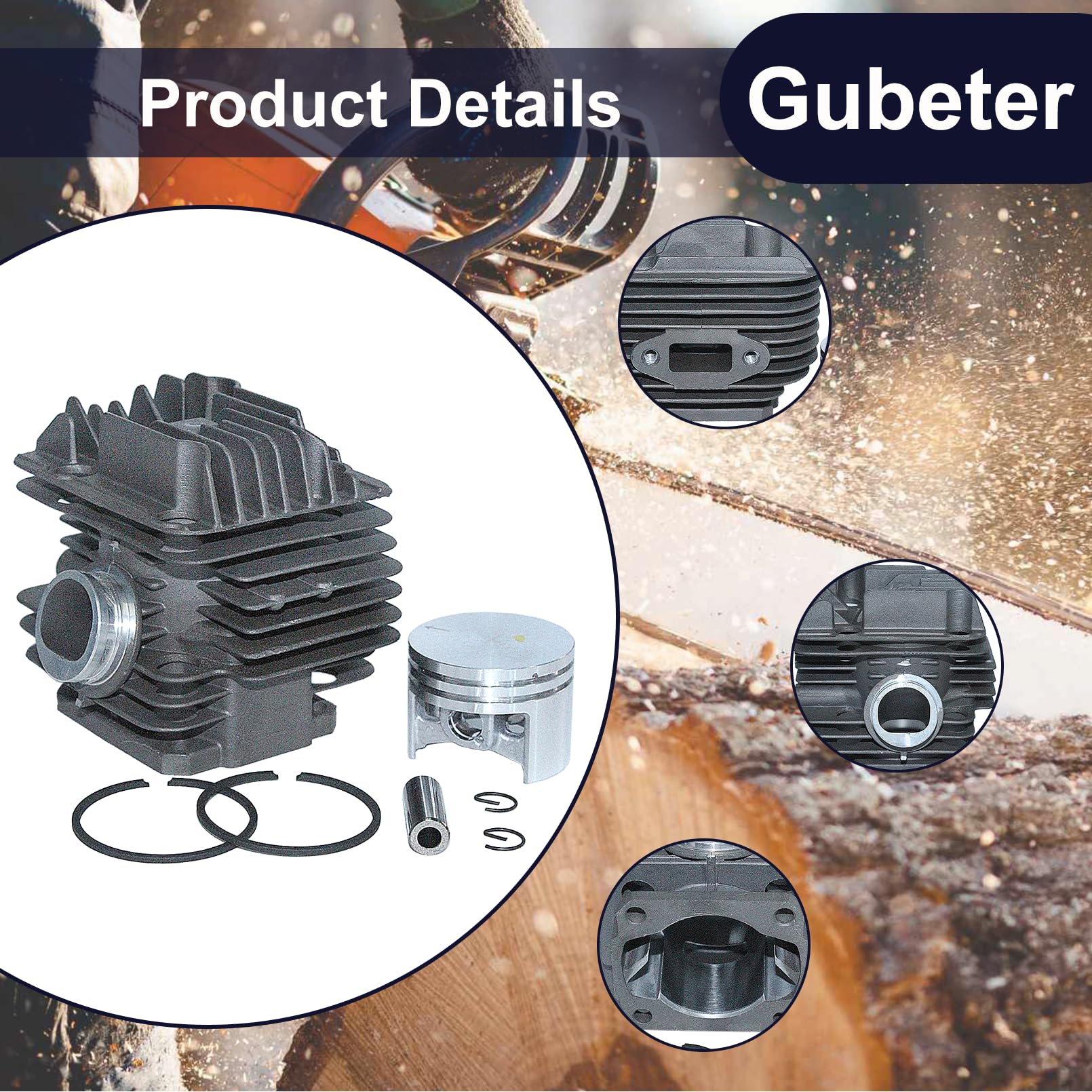 40 mm Kit Cilindro e Pistone per Stihl MS200, MS200T e 020T Motoseghe, con Candela, Filtro Aria e Kit Carburatore – Sostituisce 1129 020 1201, 11290201202