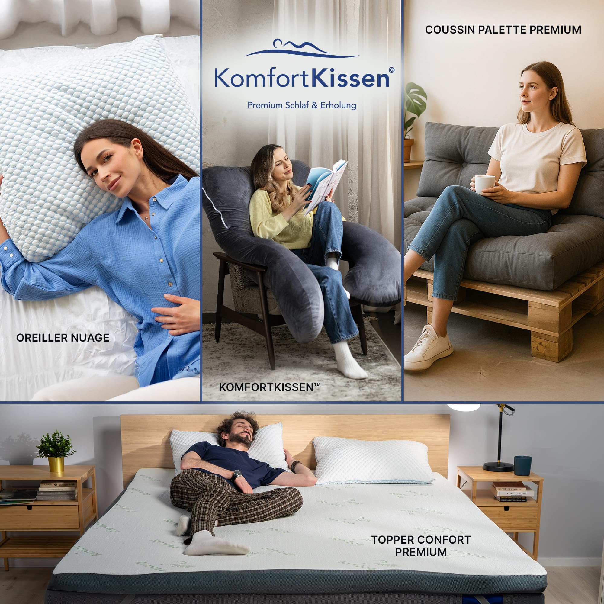MKS Dream Comfort Surmatelas en Mousse à Mémoire de Forme 90x200 cm - 5 cm, Surmatelas Climatisé et Thermorégulateur H3, Housse Respirante au Confort