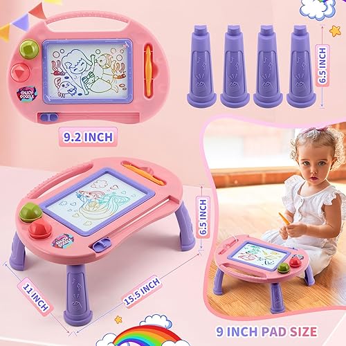 Miniatura 27 de Juguetes para niños pequeños, juguetes para niños de 1 a 2 años, tablero de dibujo magnético, tablero de garabatos borrable para niños, aprendizaje