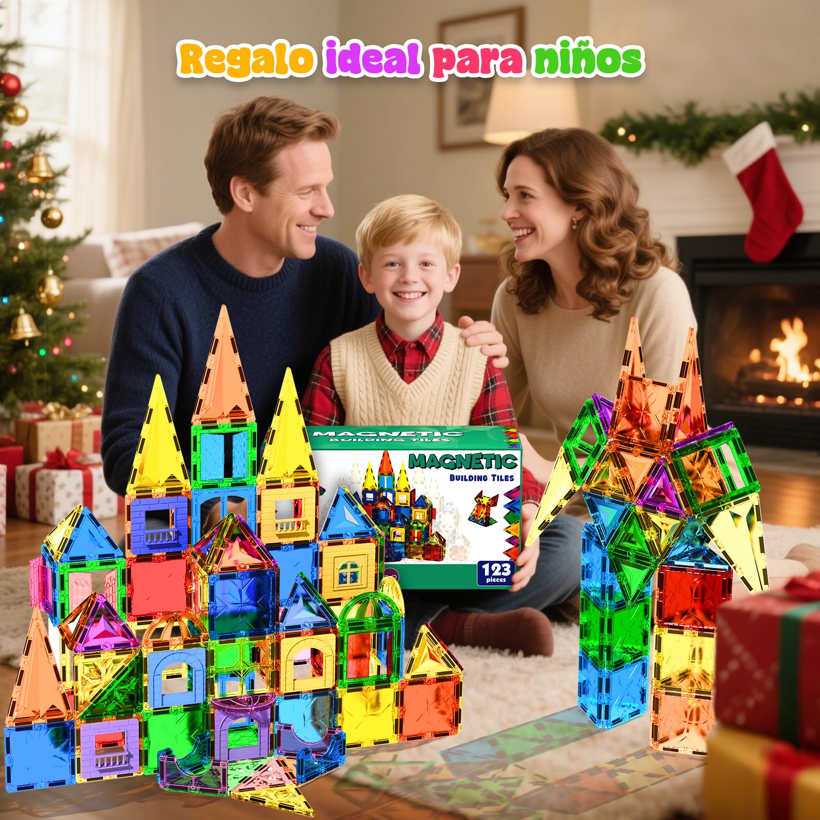 Magneverse Bloques Magnéticos 123 Piezas - Juguete de Construcción Magnético para Niños de 3 4 5 6 7 8 9 Años, Azulejos Magnéticos Educativos Stem, Regalo Creativo para Niñas y Niños