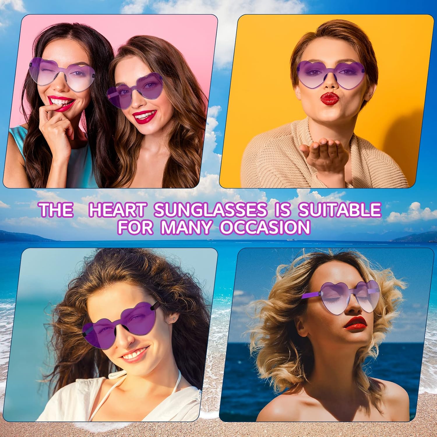Flutesan 30 Pairs Heart Shaped Sunglasses Bulk Rimless Heart Sunglasses Accessories Candy Eyewear for Women Men Party Favors - Image 6