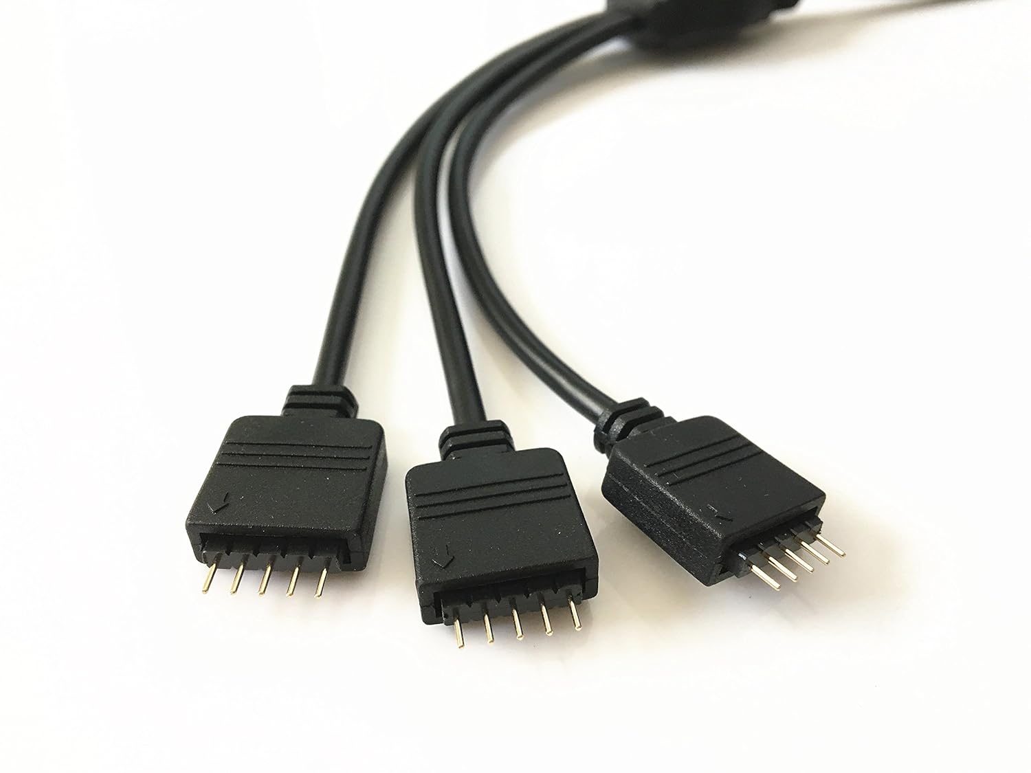 2pcs/ Pack Black 1 to 3 Splitter Cable Connection Cable 5 Pin Splitter Cable LED Strip Connector 3 Way Splitter Y Splitter for One to Two 5050 3528 RGBW LED Light Strip