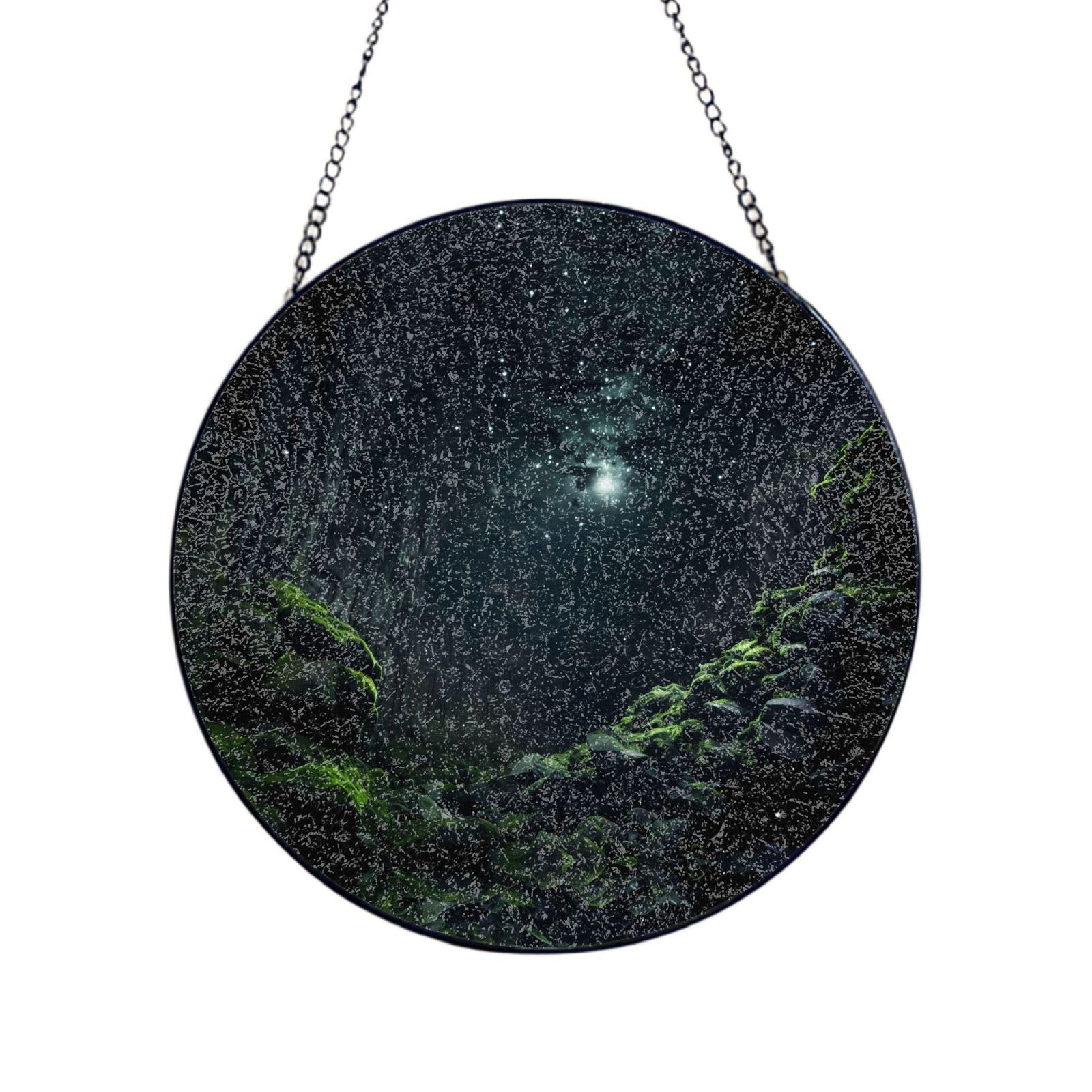 Phayah Night Print Glass Window Hanging Sun Catchers Suncatcher Decor For Birthday For Home Garden Porch 12in（30cm）