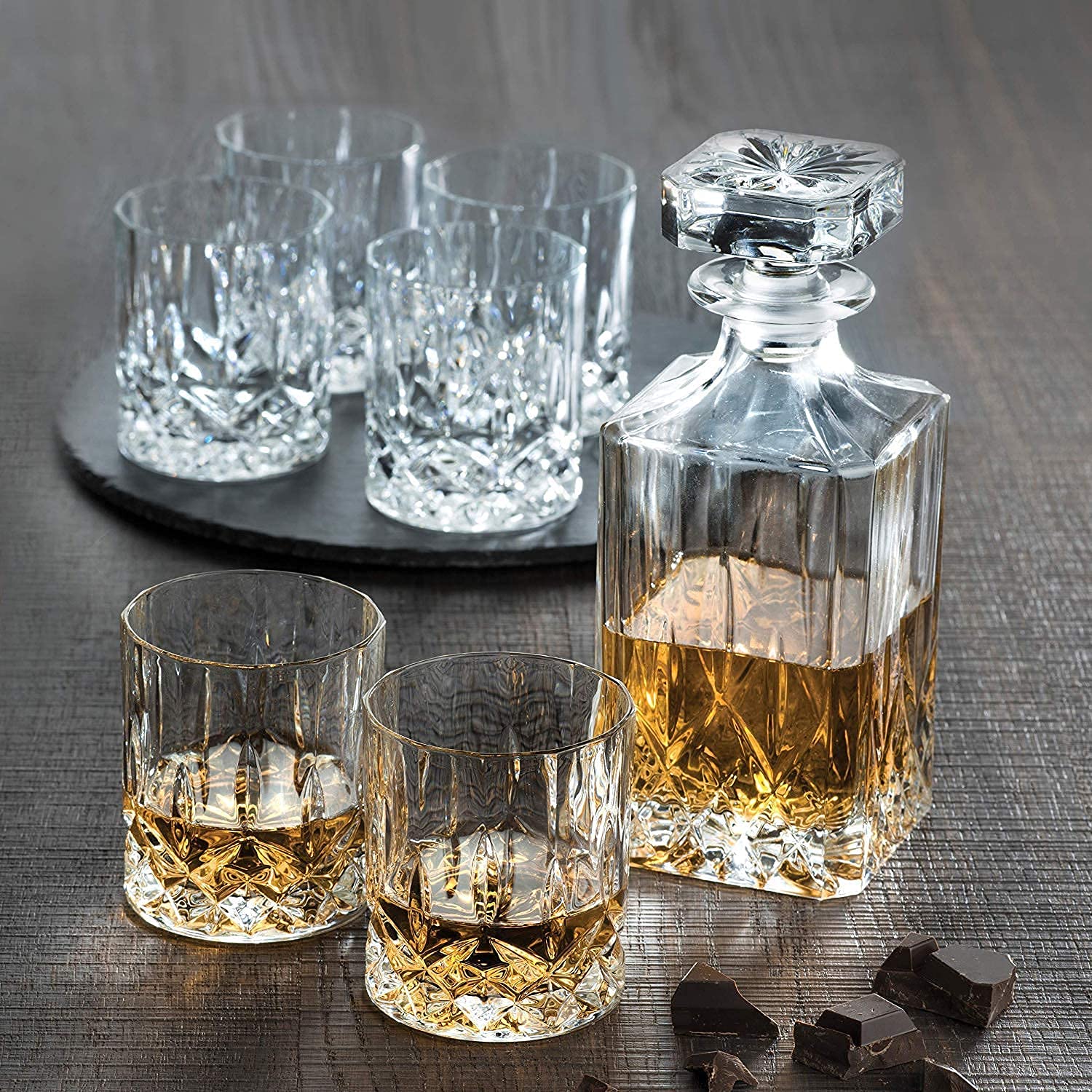 Mivana Elegant Whiskey Decanter Set with Glass 7 pc for Men & Women, 750 Ml Whiskey Crystal Liquor Drinking Decanter Gift for Alcohol Lover (MV-01) 4