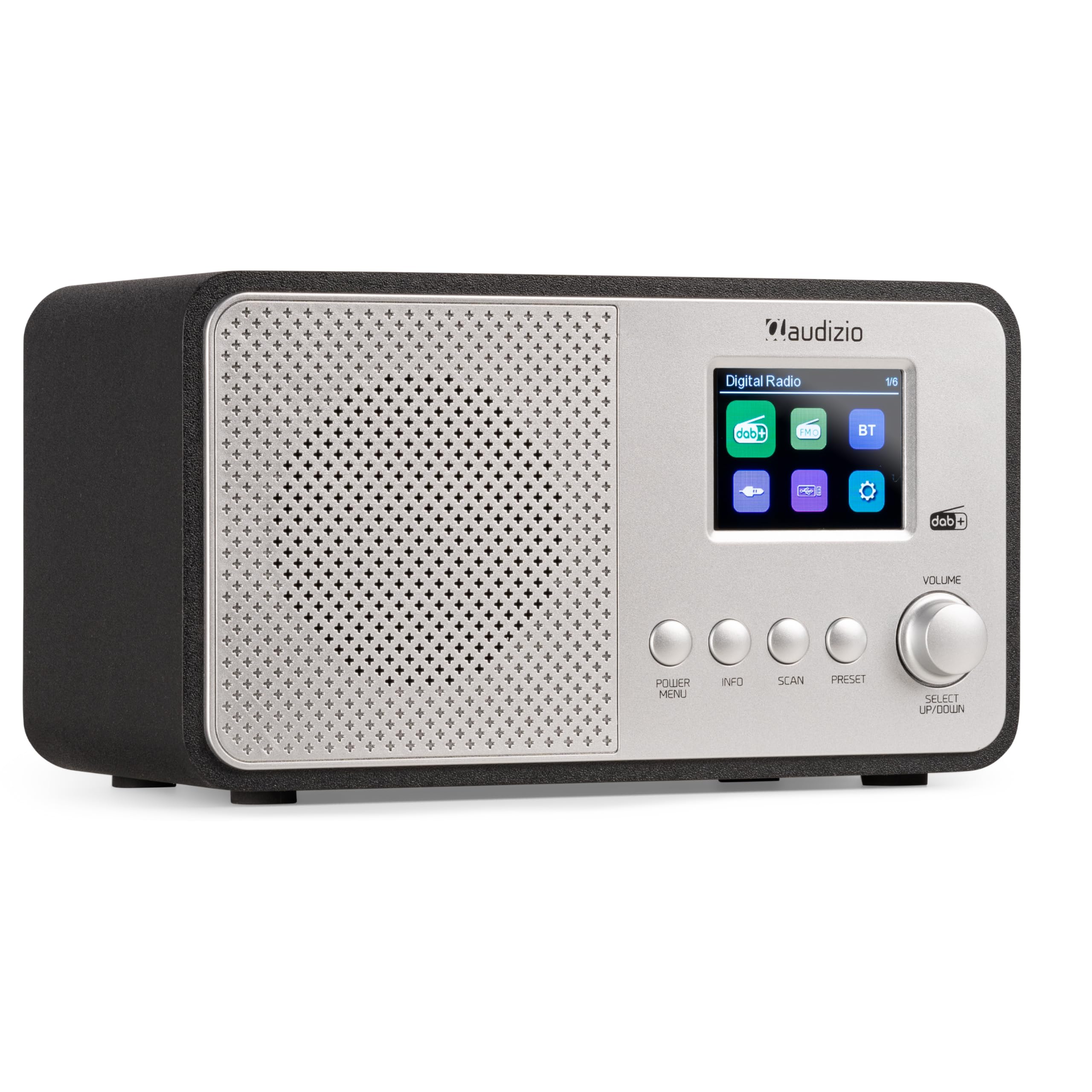 Audizio Avio Radio Dab+ Bluetooth 5.0 - Aluminium, 20 Stations Enregistrables, Écran Couleur 2,4", Haut-Parleur Intégré, Port USB, Idéale pour Écouter la Radio à la Maison