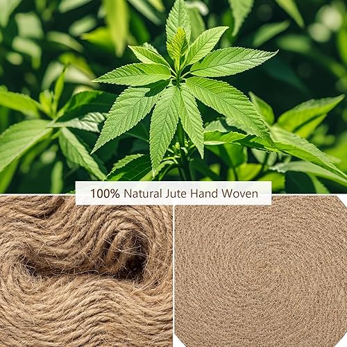 Miniatura 3 de Juego de 6 manteles individuales tejidos redondos de 12 pulgadas, manteles individuales trenzados de yute natural, manteles individuales bohemios de