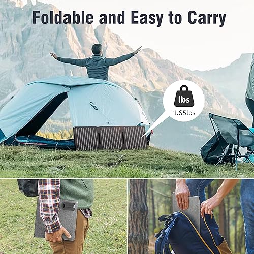 Miniatura 7 de Estación de energía portátil con panel solar plegable de 30 W, banco de energía portátil con salida de CA 110 V 120 W, USB-C para dispositivos