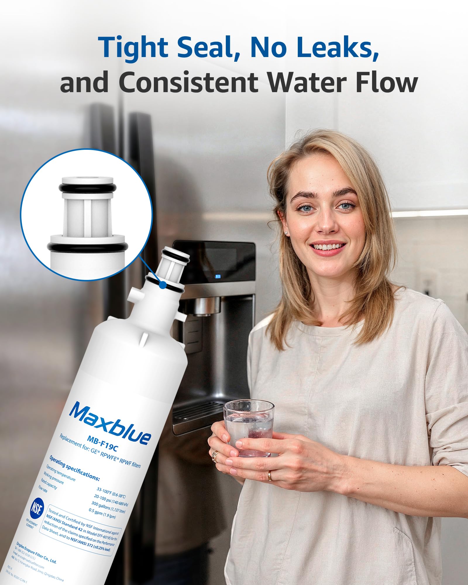 Amazon.co.jp: Maxblue RPWFE (チップ付き) 冷蔵庫用浄水フィルター GE